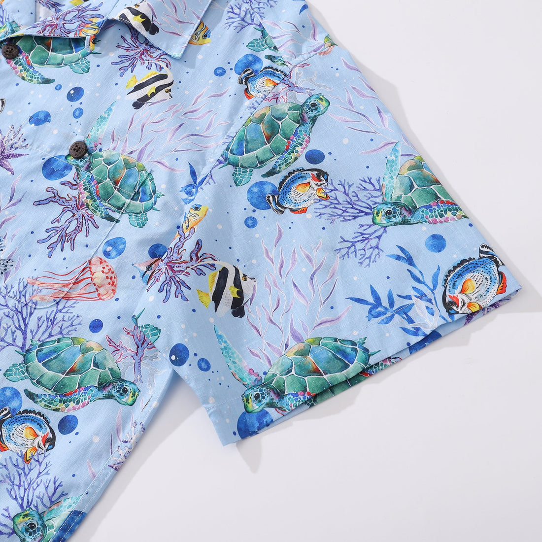 Vintage Underwater World Hawaiian Shirt for Men Sea Turtle Print