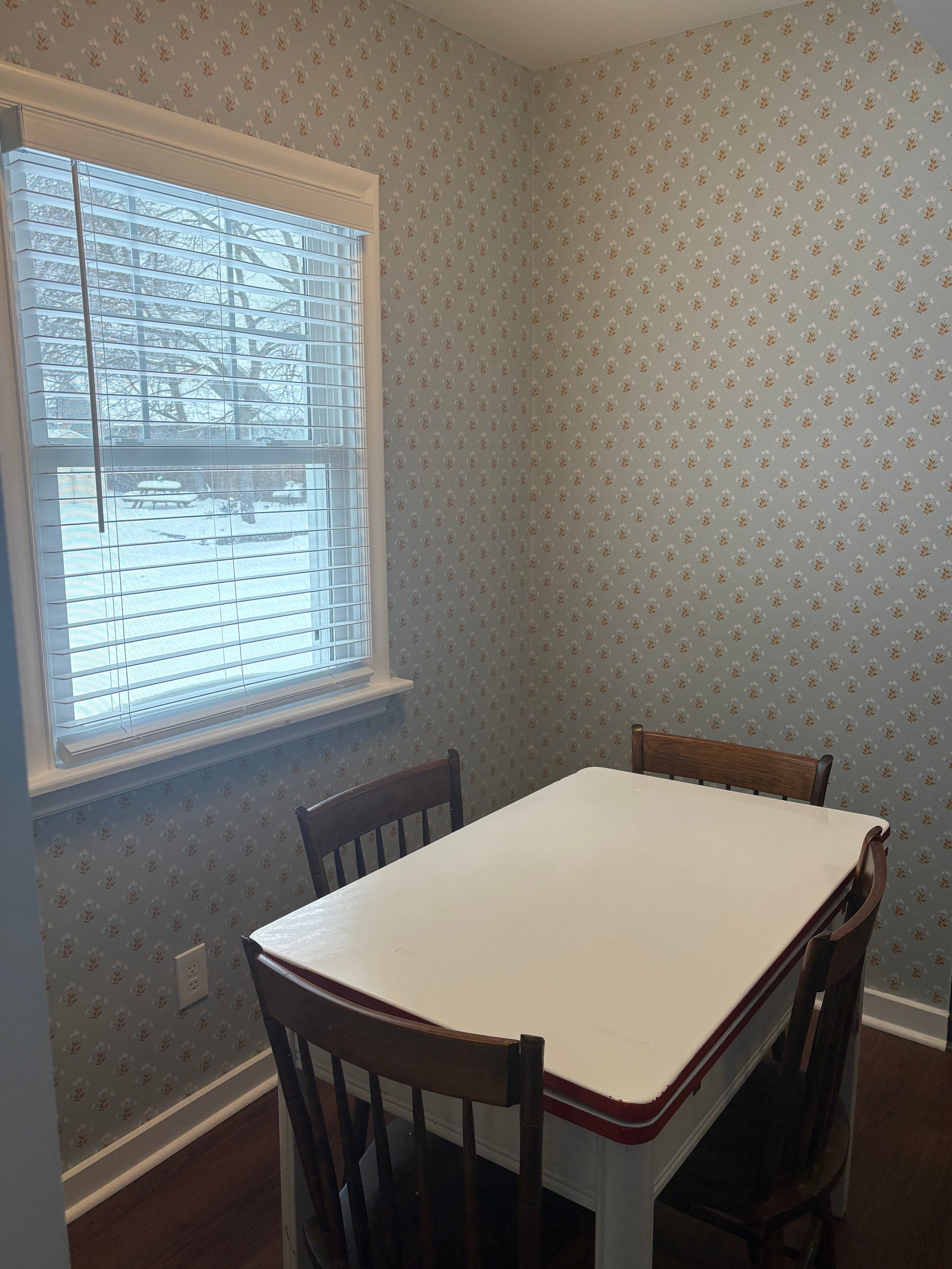 Alyce Vintage Floral Removable Wallpaper in Blue, White & Brown