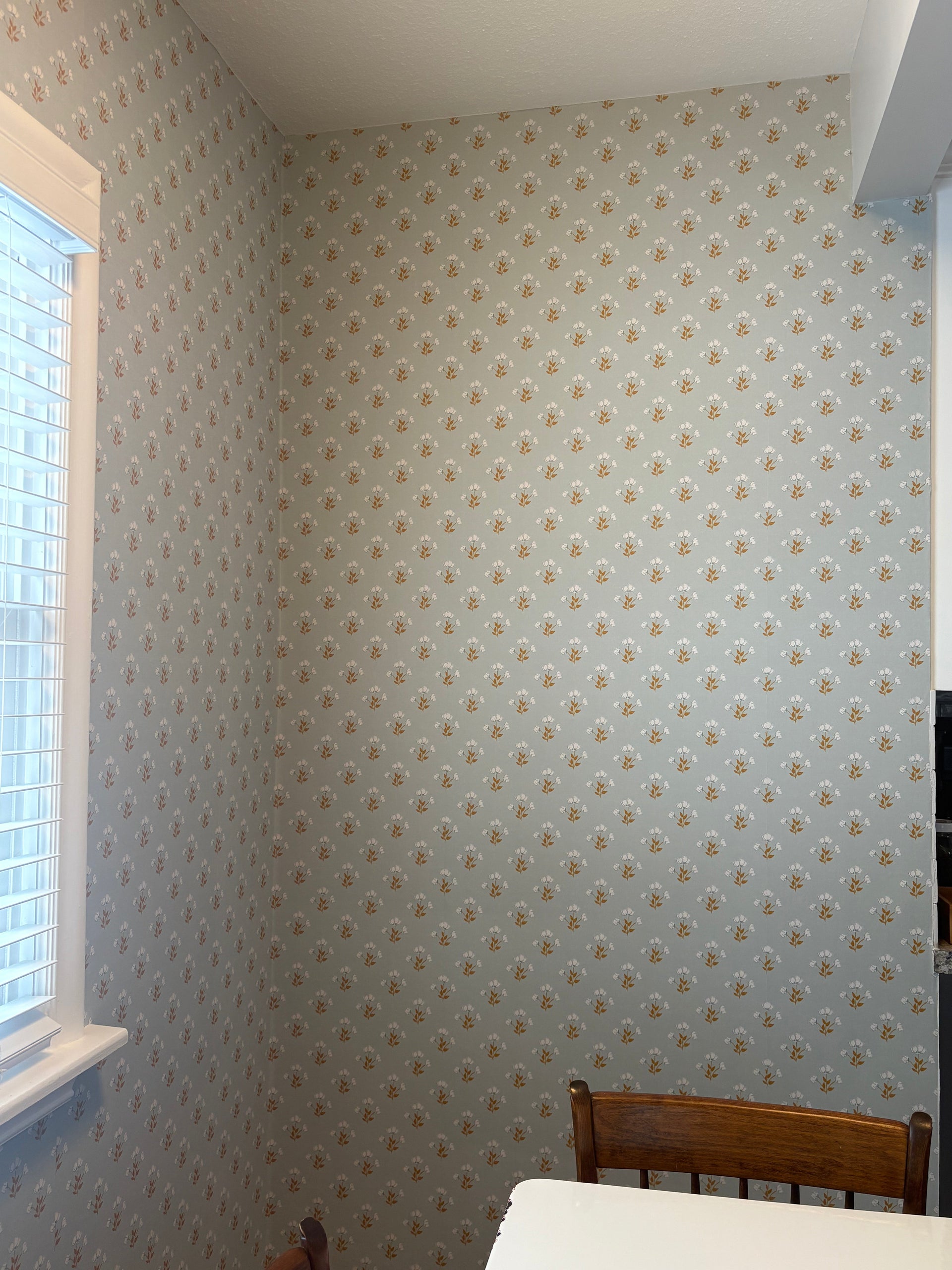 Alyce Vintage Floral Removable Wallpaper in Blue, White & Brown