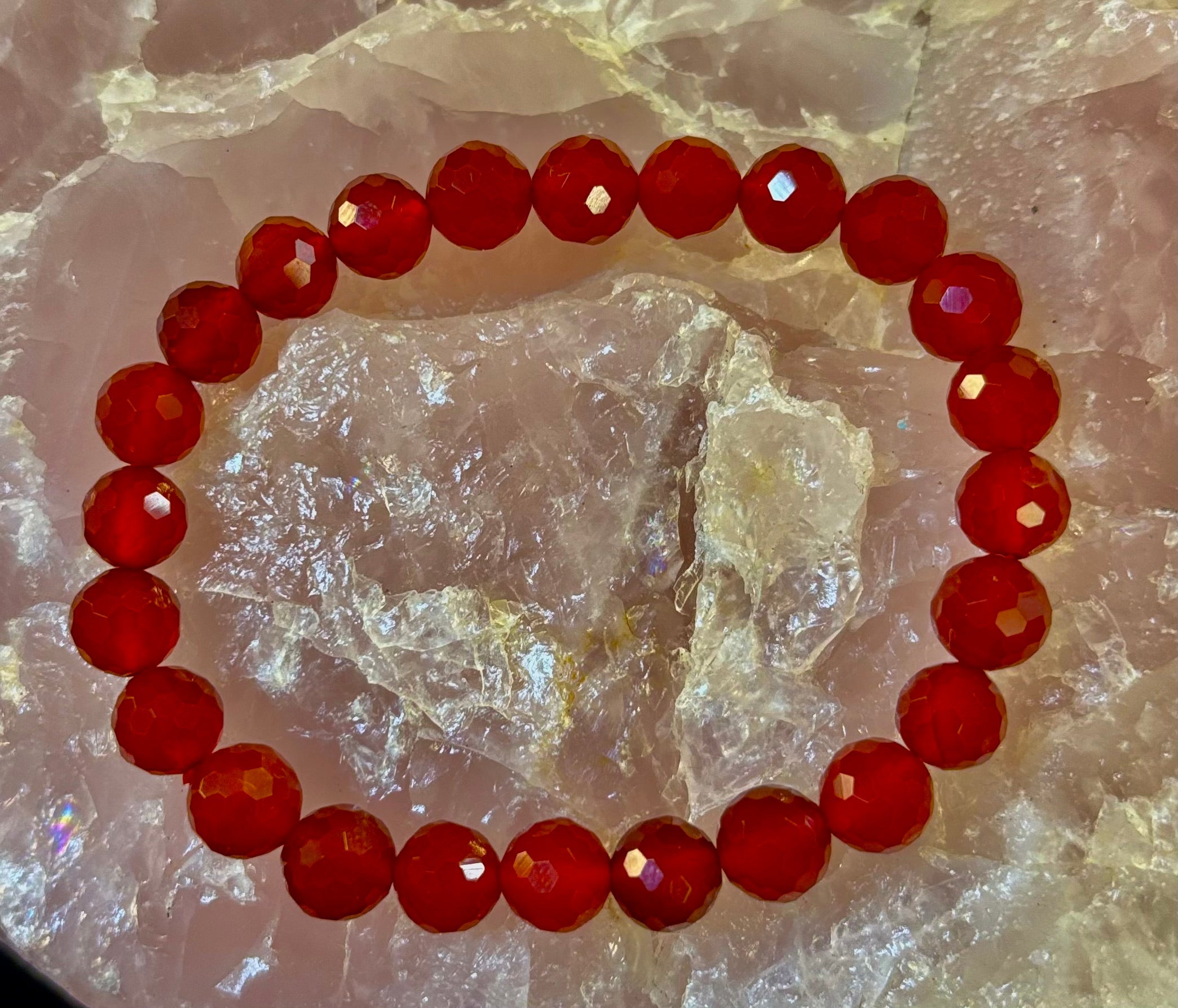Red Agate Polyhedral Power Bracelet – Strength, Grounding & Vitality (8mm, Small–Medium Wrist)