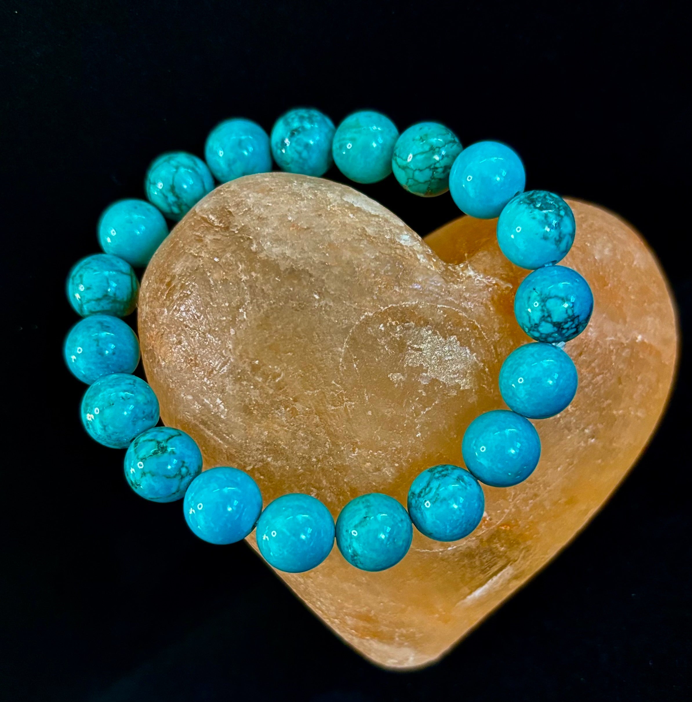 Dark Blue Green Turquoise Reiki-Infused Protection Bracelet (Medium Wrists)