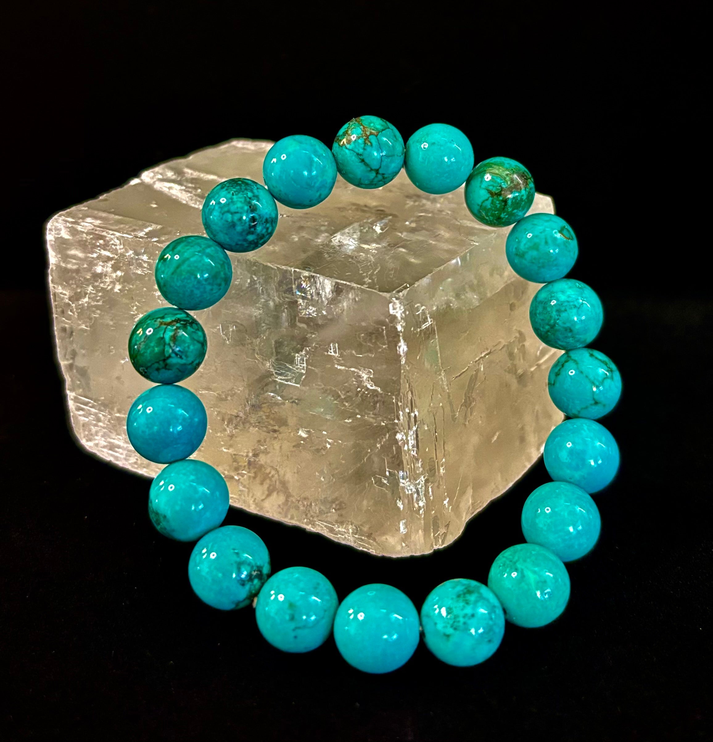 Dark Blue Green Turquoise Reiki-Infused Protection Bracelet (Medium Wrists)