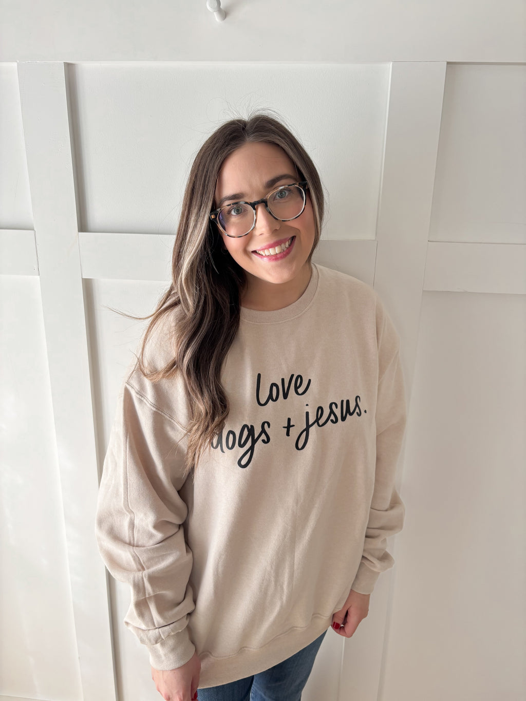 Love Dogs & Jesus Pullover Sweatshirt - Unisex Casual Minimalist