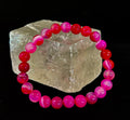 Fuchsia Pink Striped Agate Reiki-Infused Healing Bracelet (8mm or 10mm, 7.5” - Medium Wrists)