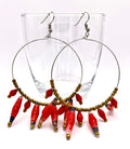 Artisan Ugandan Paper Bead Hoop Earrings, Multi-Color Statement
