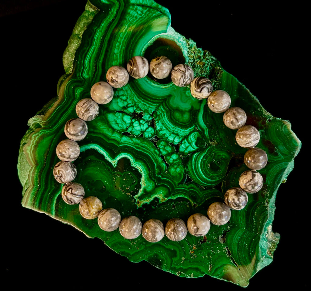 Wavy Lace Jasper 8mm Reiki-Infused Manifestation & Grounding Bracelet (Medium-Large Wrists)