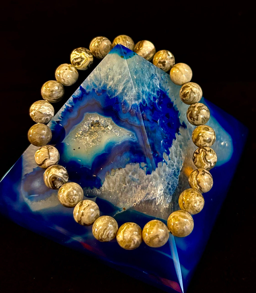 Wavy Lace Jasper 8mm Reiki-Infused Manifestation & Grounding Bracelet (Medium-Large Wrists)