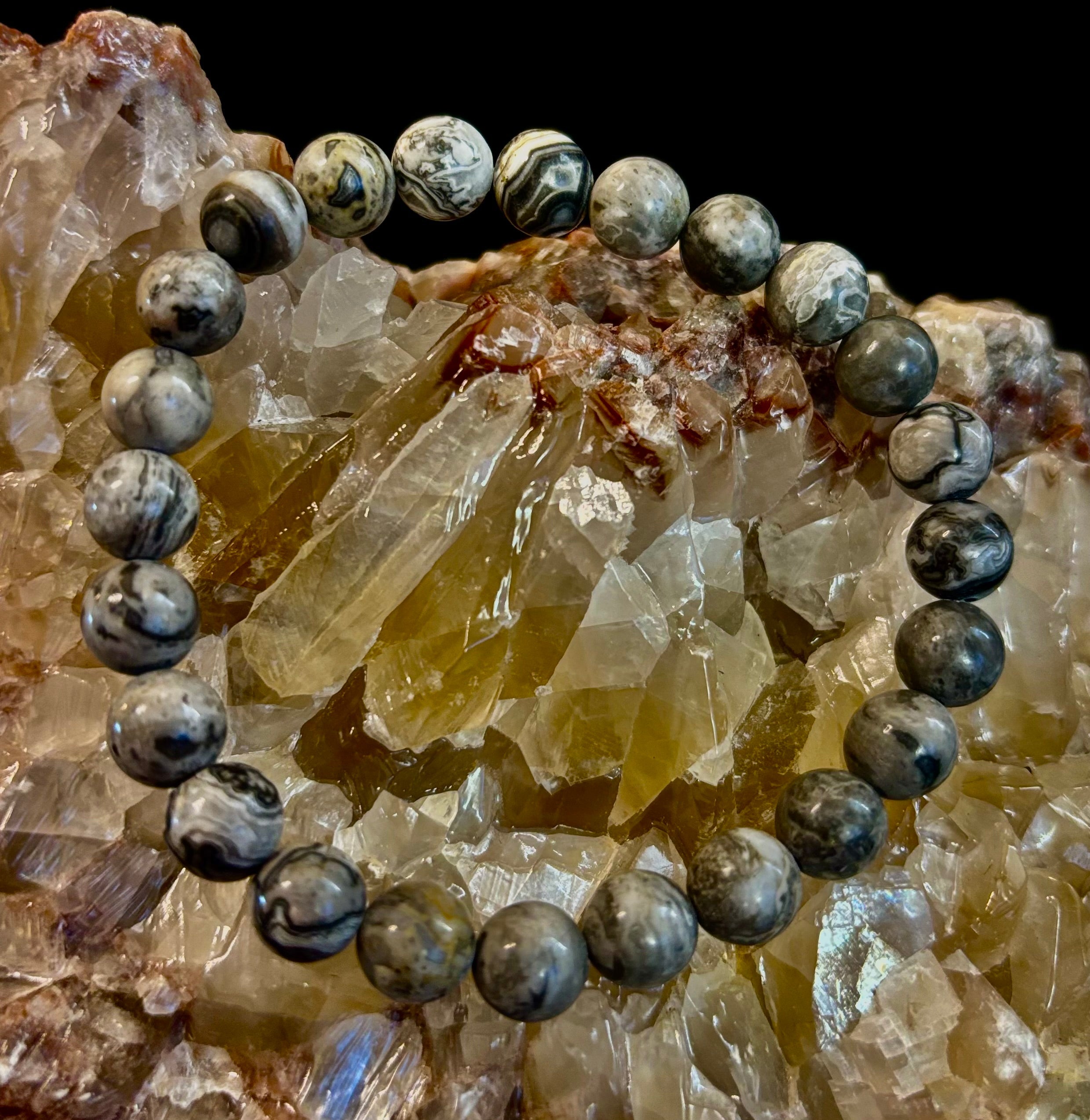 Wavy Lace Jasper 8mm Reiki-Infused Manifestation & Grounding Bracelet (Medium-Large Wrists)