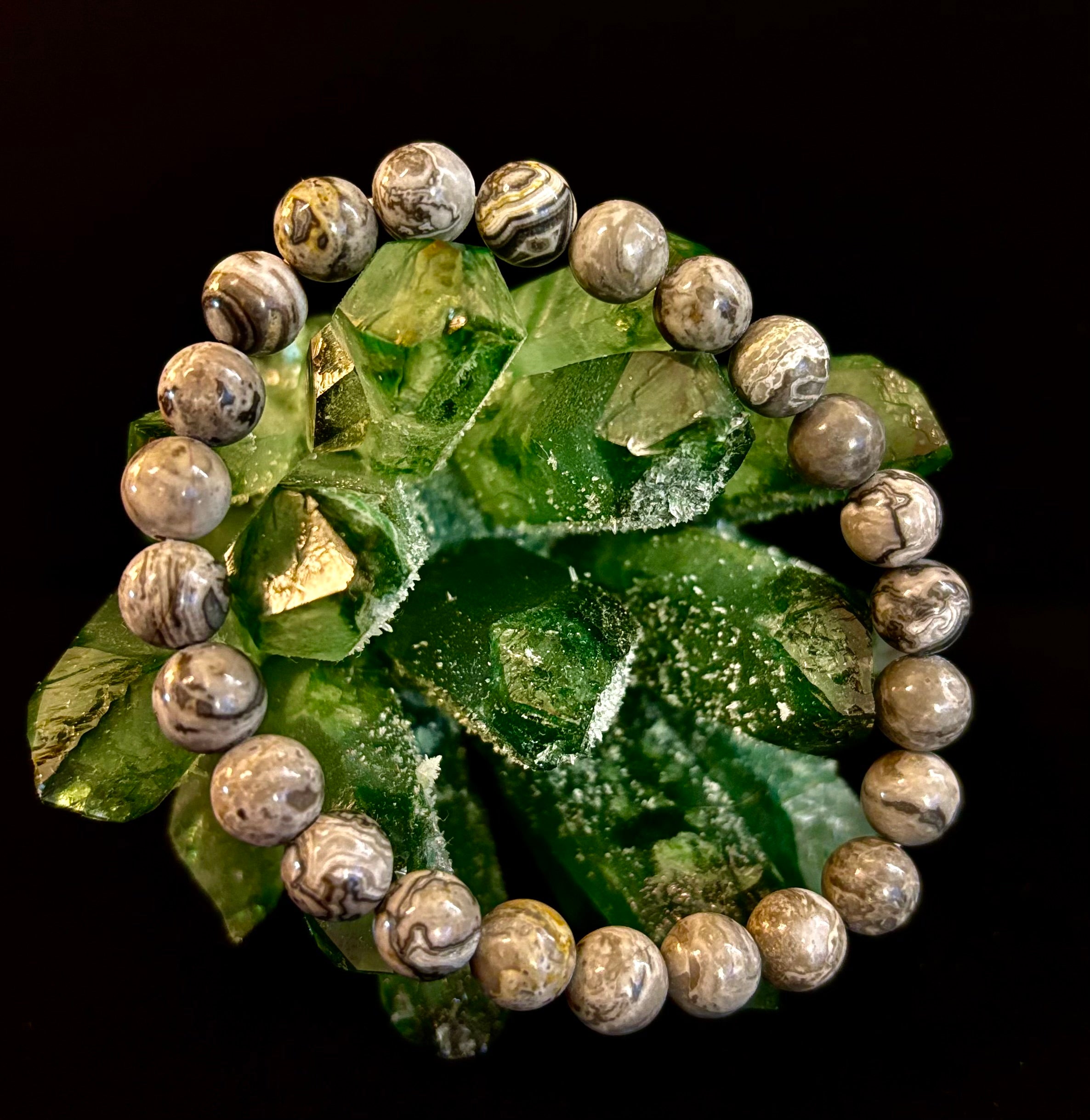 Wavy Lace Jasper 8mm Reiki-Infused Manifestation & Grounding Bracelet (Medium-Large Wrists)