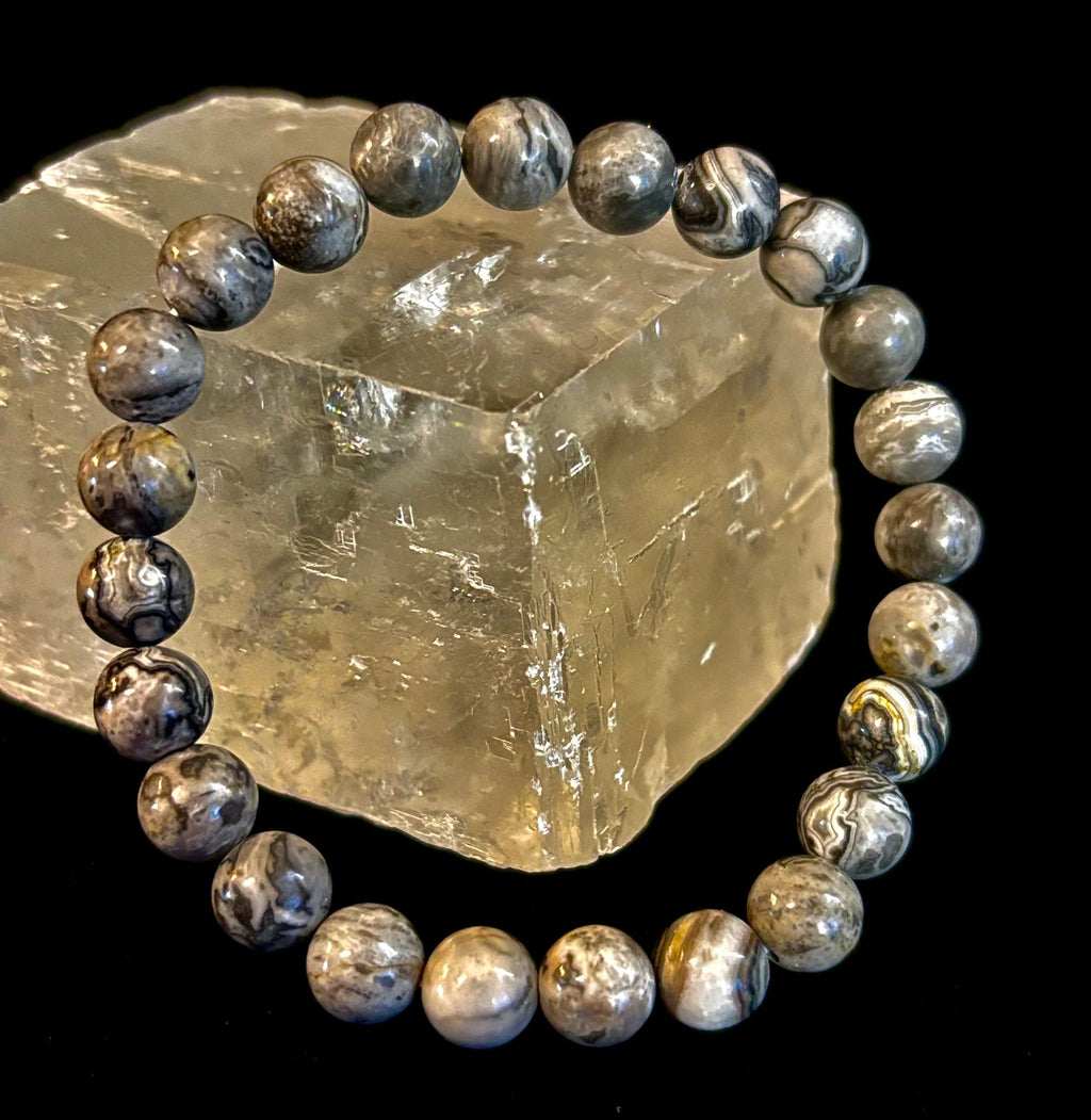 Wavy Lace Jasper 8mm Reiki-Infused Manifestation & Grounding Bracelet (Medium-Large Wrists)
