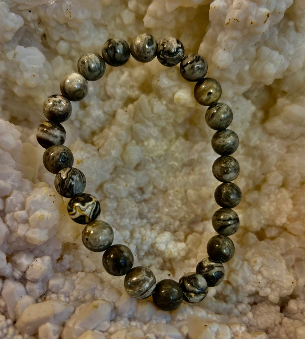 Wavy Lace Jasper 8mm Reiki-Infused Manifestation & Grounding Bracelet (Medium-Large Wrists)