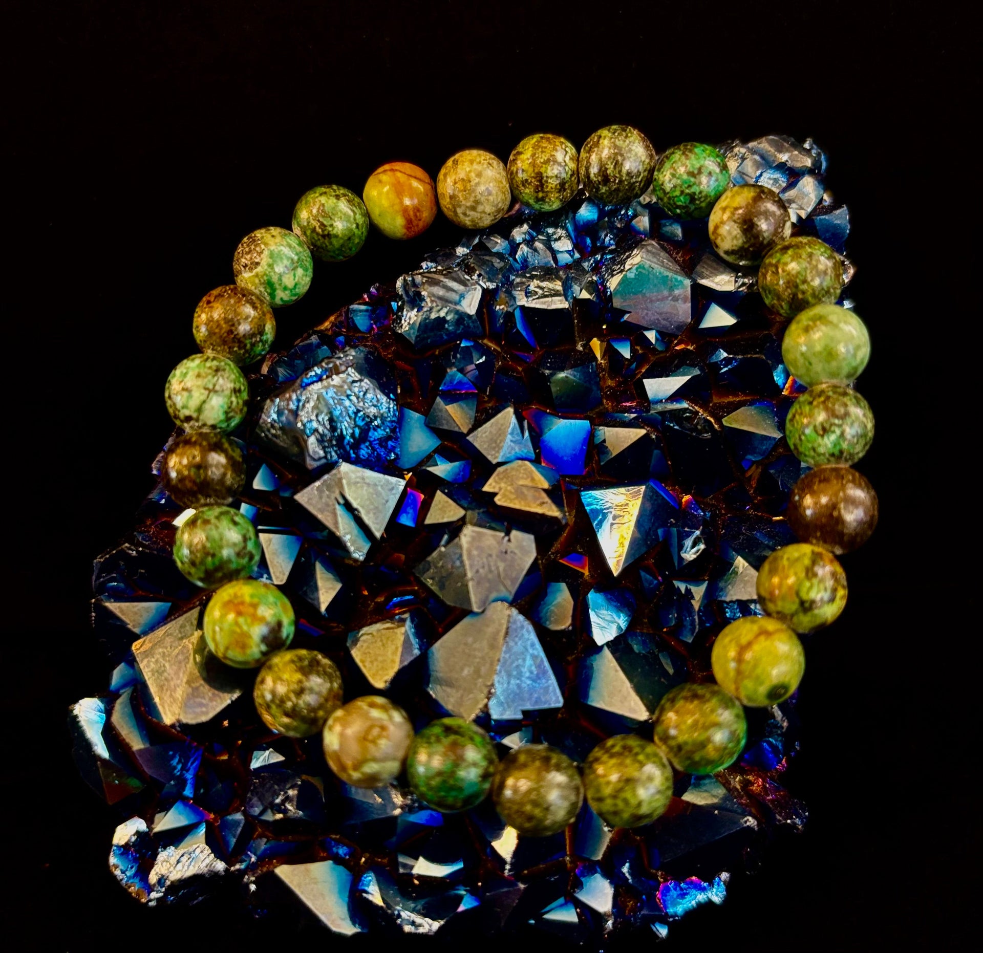 African Turquoise 8mm Reiki-Infused Growth & Manifestation Bracelet (Medium-Large Wrists)