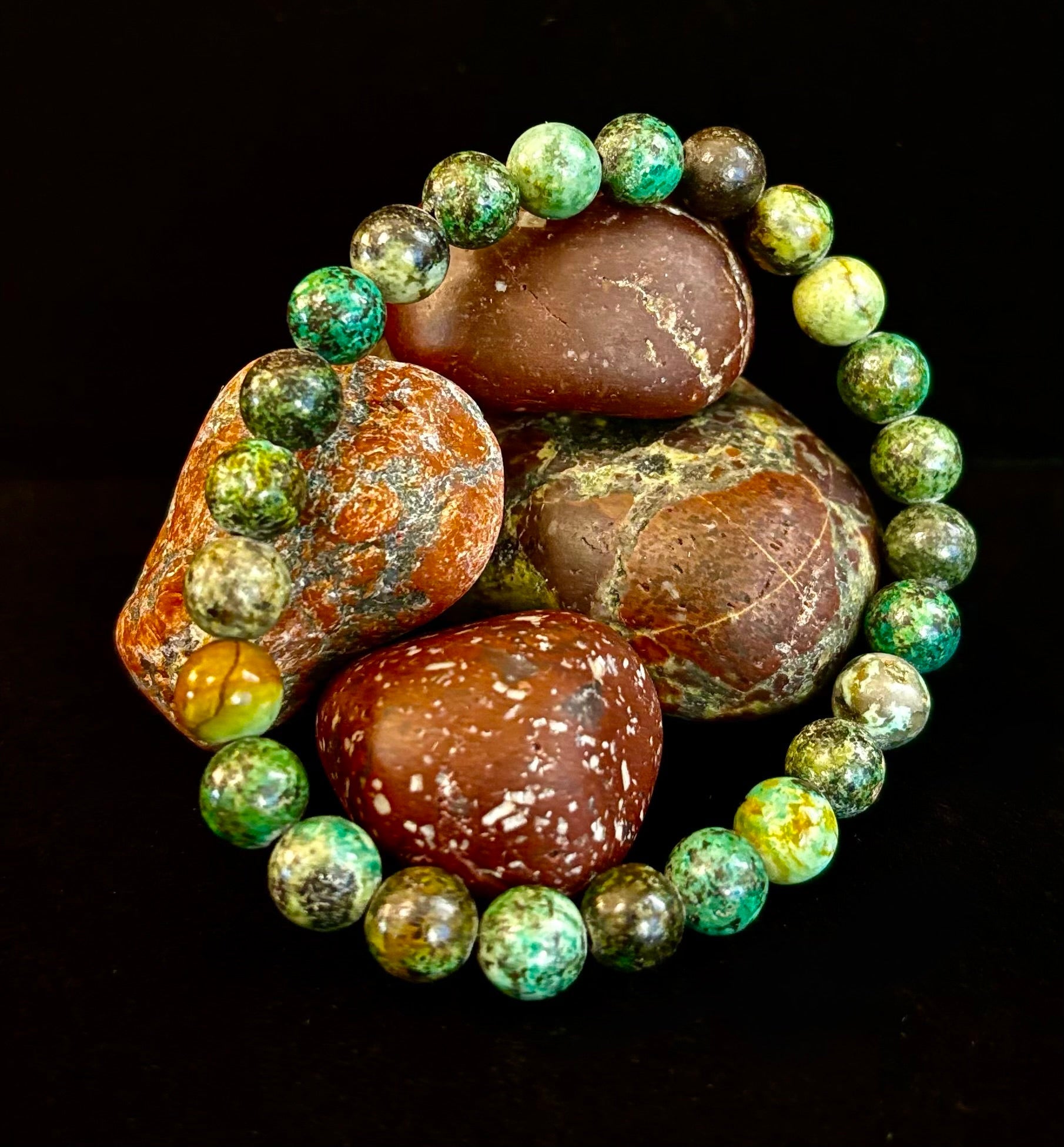 African Turquoise 8mm Reiki-Infused Growth & Manifestation Bracelet (Medium-Large Wrists)