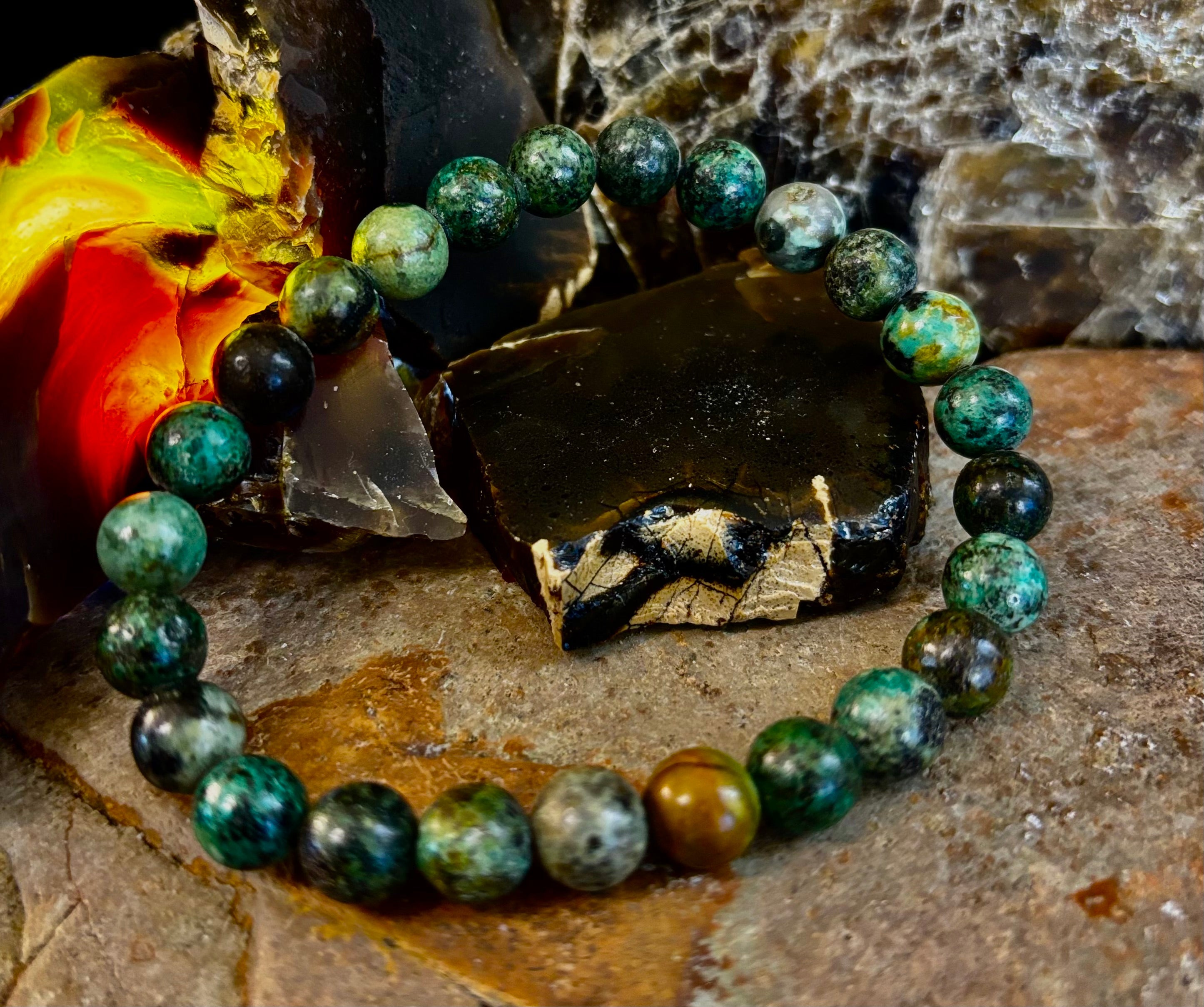 African Turquoise 8mm Reiki-Infused Growth & Manifestation Bracelet (Medium-Large Wrists)