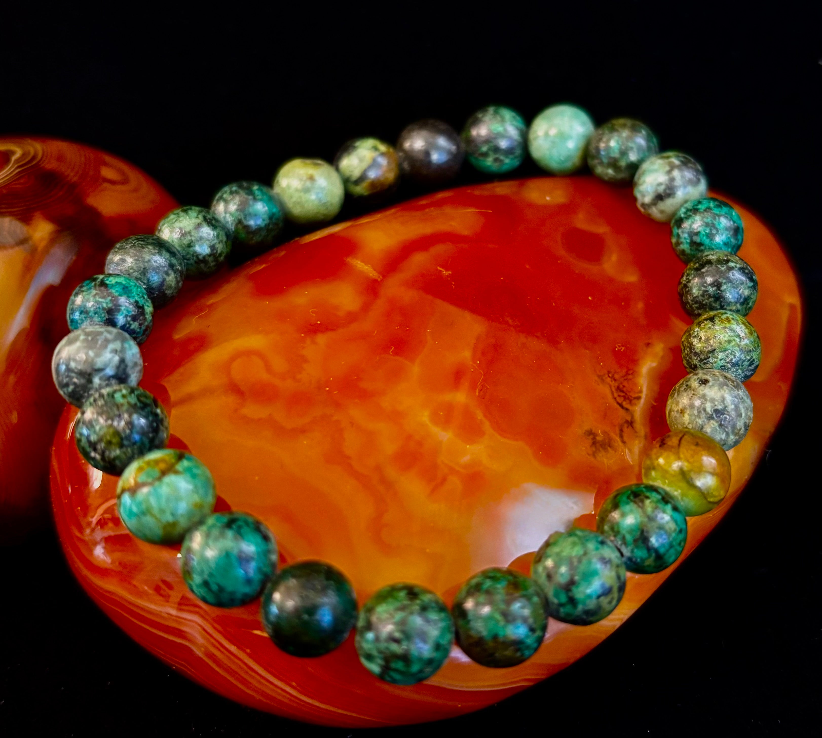 African Turquoise 8mm Reiki-Infused Growth & Manifestation Bracelet (Medium-Large Wrists)