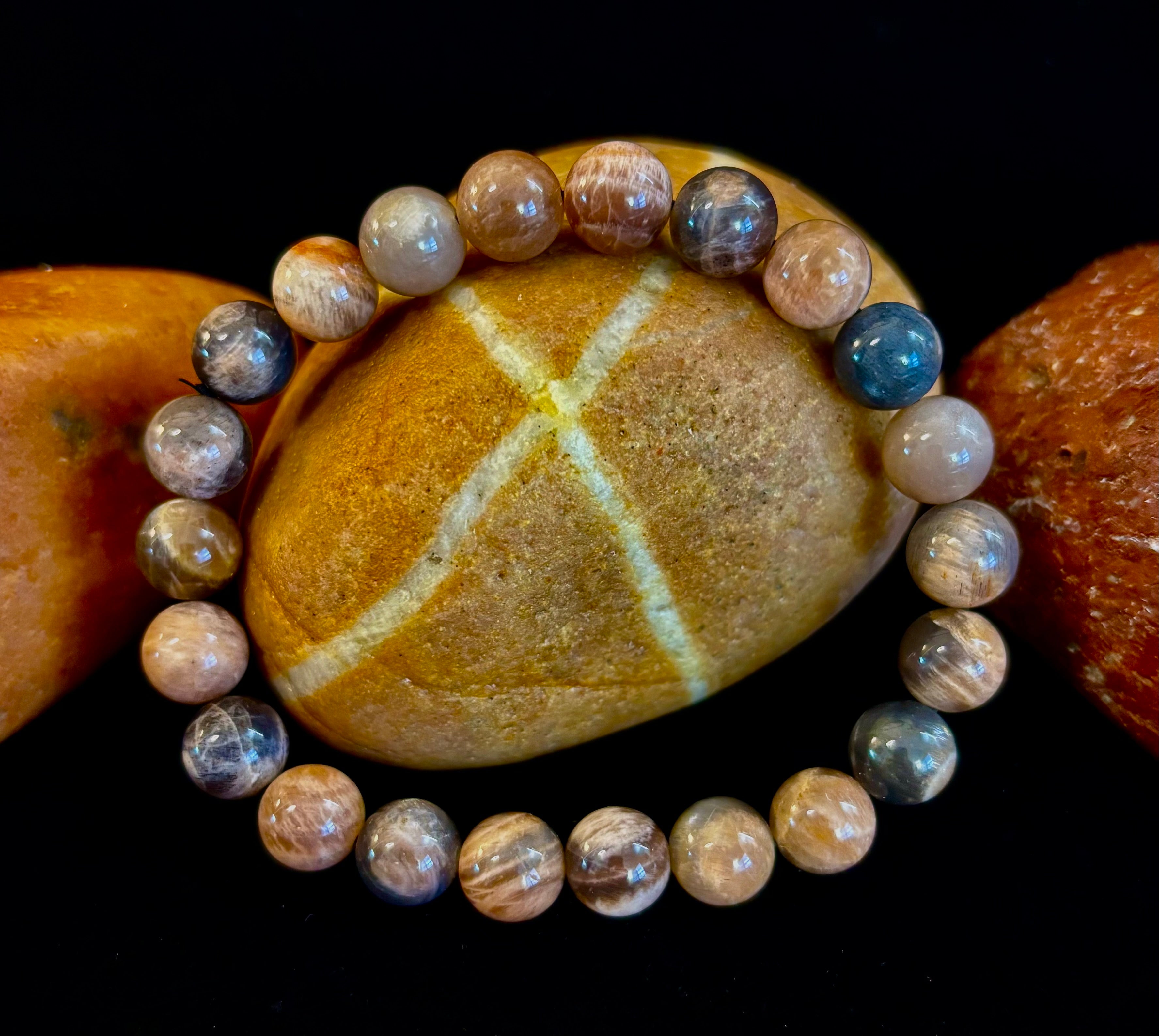 Black Moonstone 8mm Reiki-Infused Intuition & Manifestation Bracelet (Medium-Large Wrists)