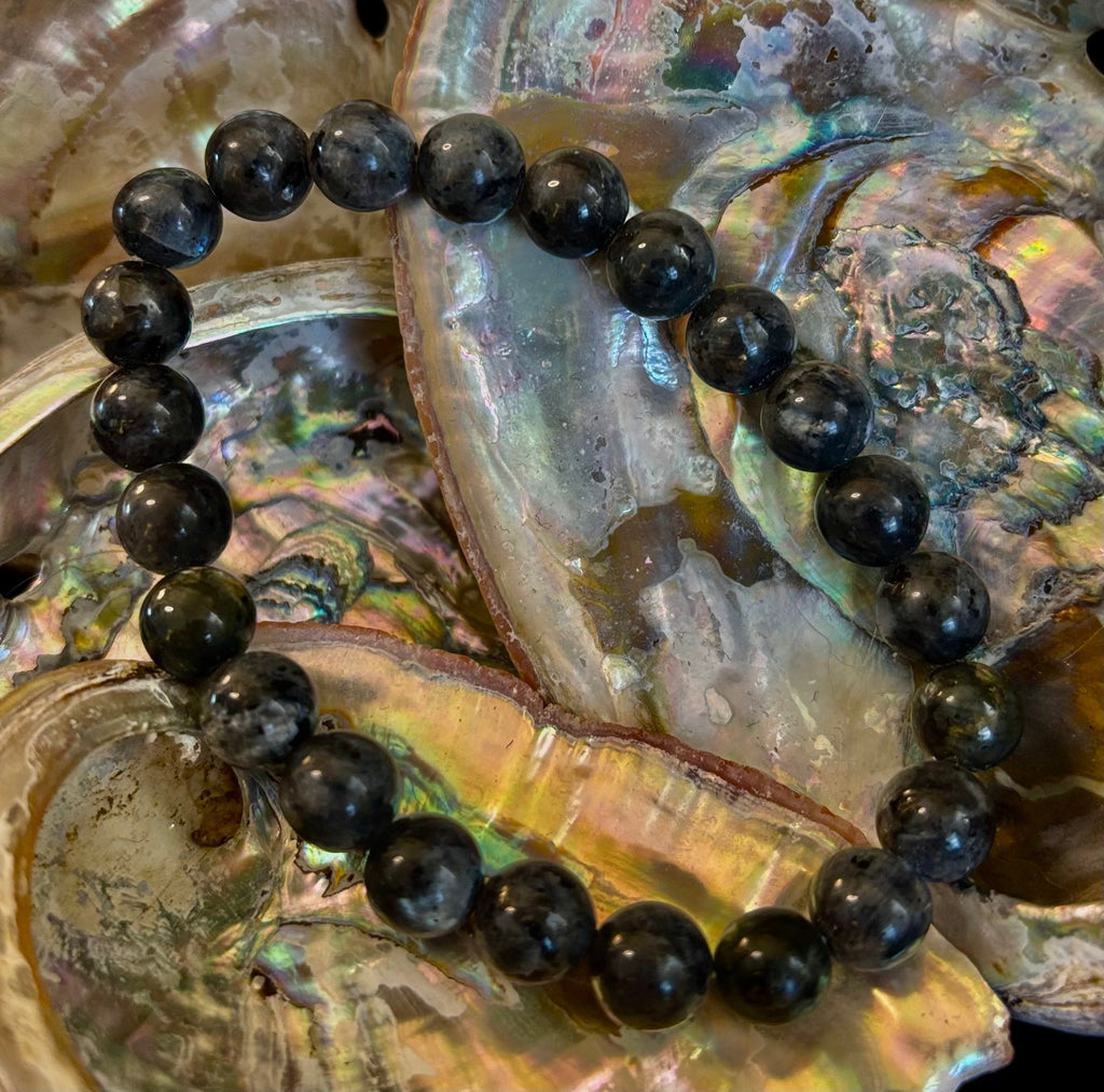 Larvikite 8mm Reiki-Infused Protection & Manifestation Bracelet (Medium-Large Wrists)