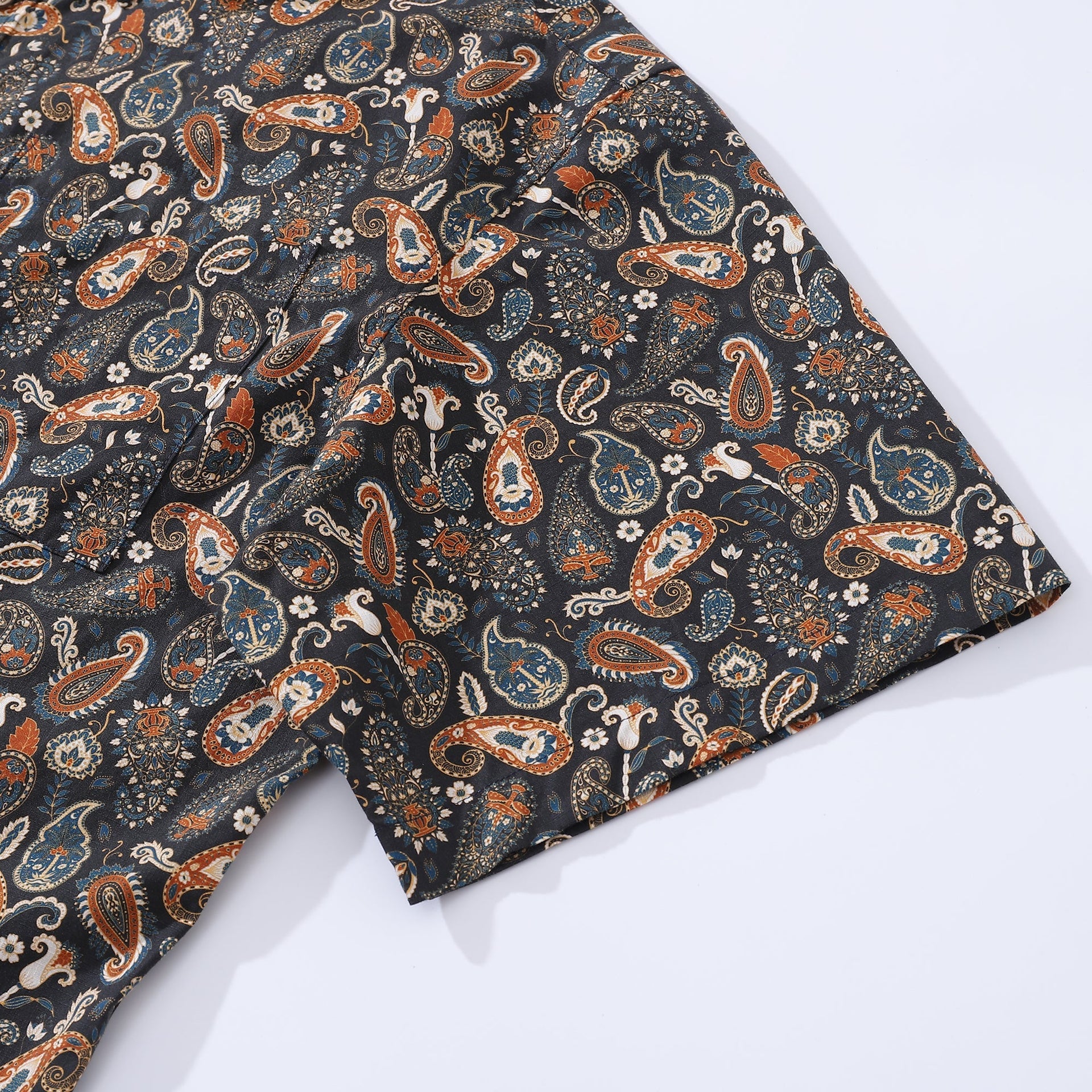Vintage Cotton Hawaiian Shirt Terracotta Paisley Aloha Button-Down