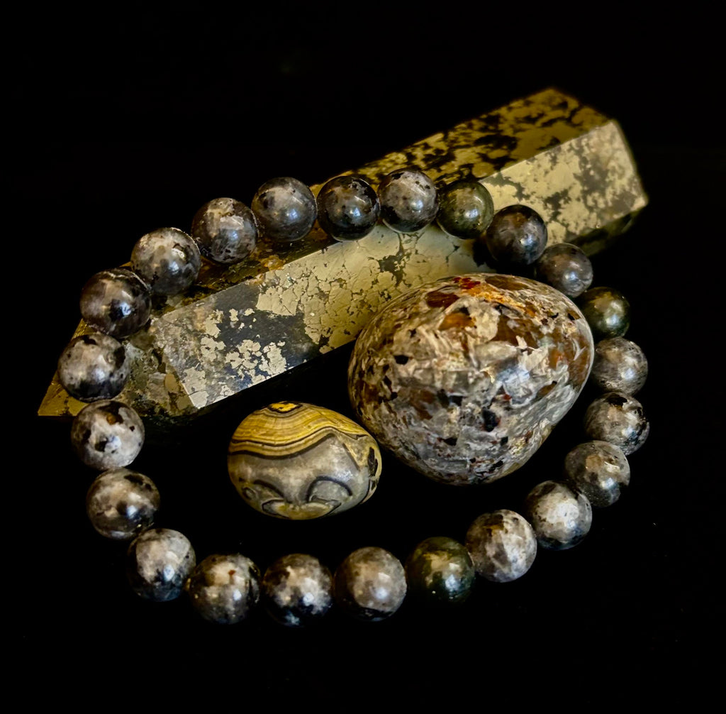 Larvikite 8mm Reiki-Infused Protection & Manifestation Bracelet (Medium-Large Wrists)