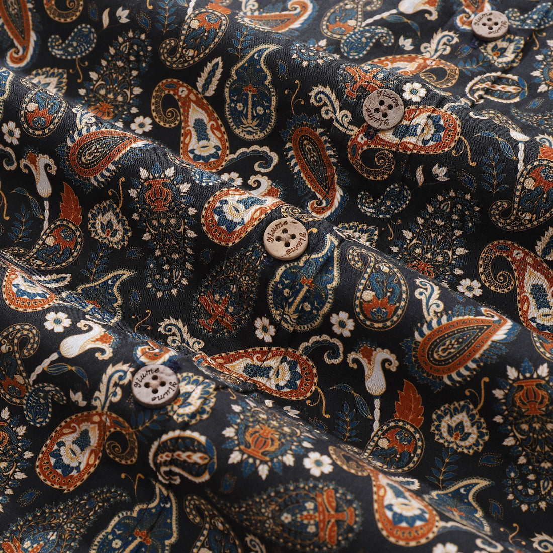 Vintage Cotton Hawaiian Shirt Terracotta Paisley Aloha Button-Down