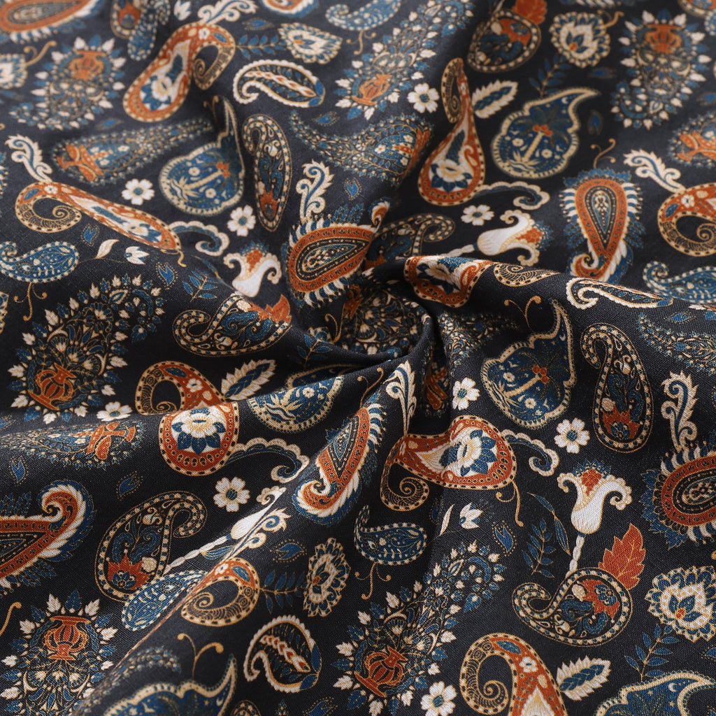 Vintage Cotton Hawaiian Shirt Terracotta Paisley Aloha Button-Down
