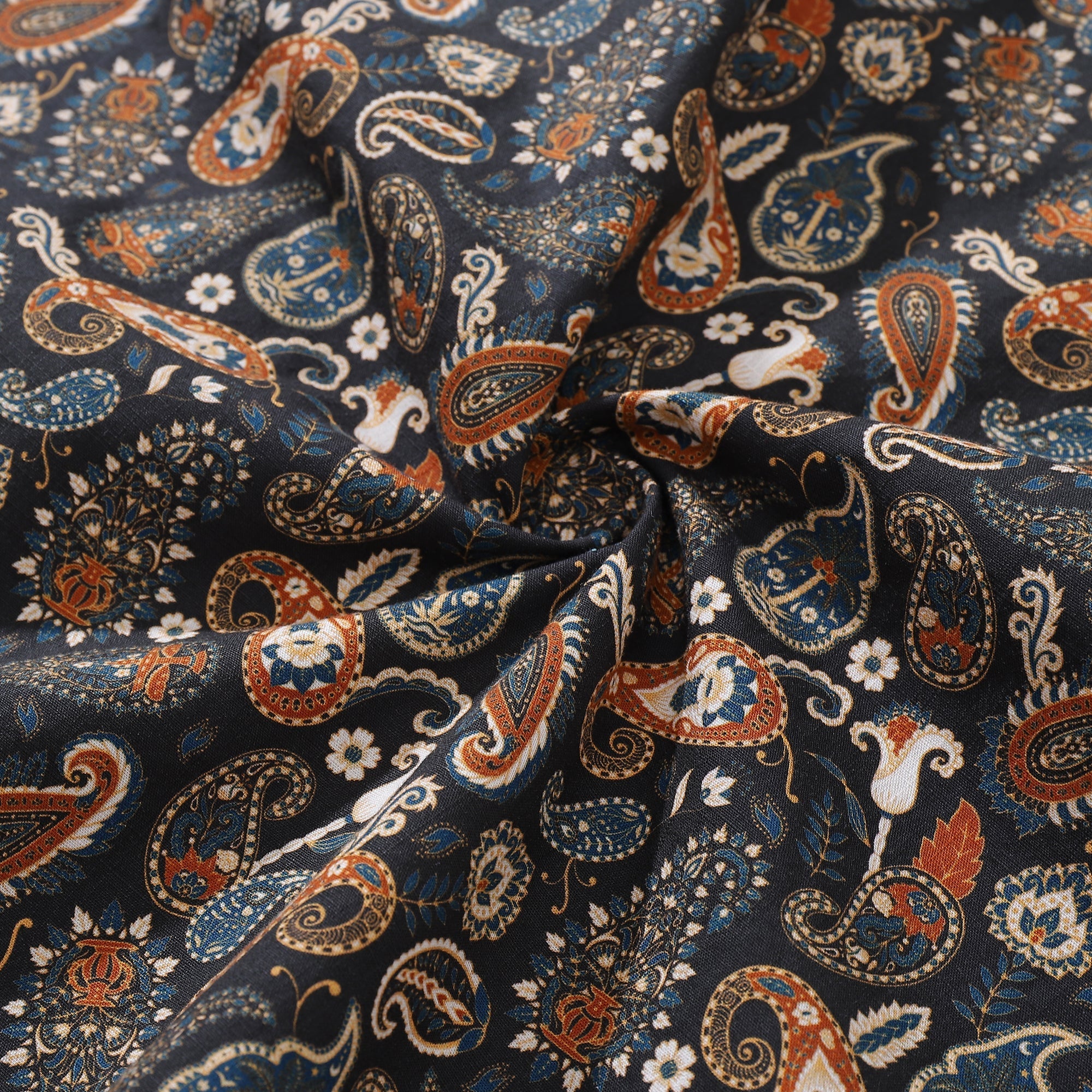 Vintage Cotton Hawaiian Shirt Terracotta Paisley Aloha Button-Down