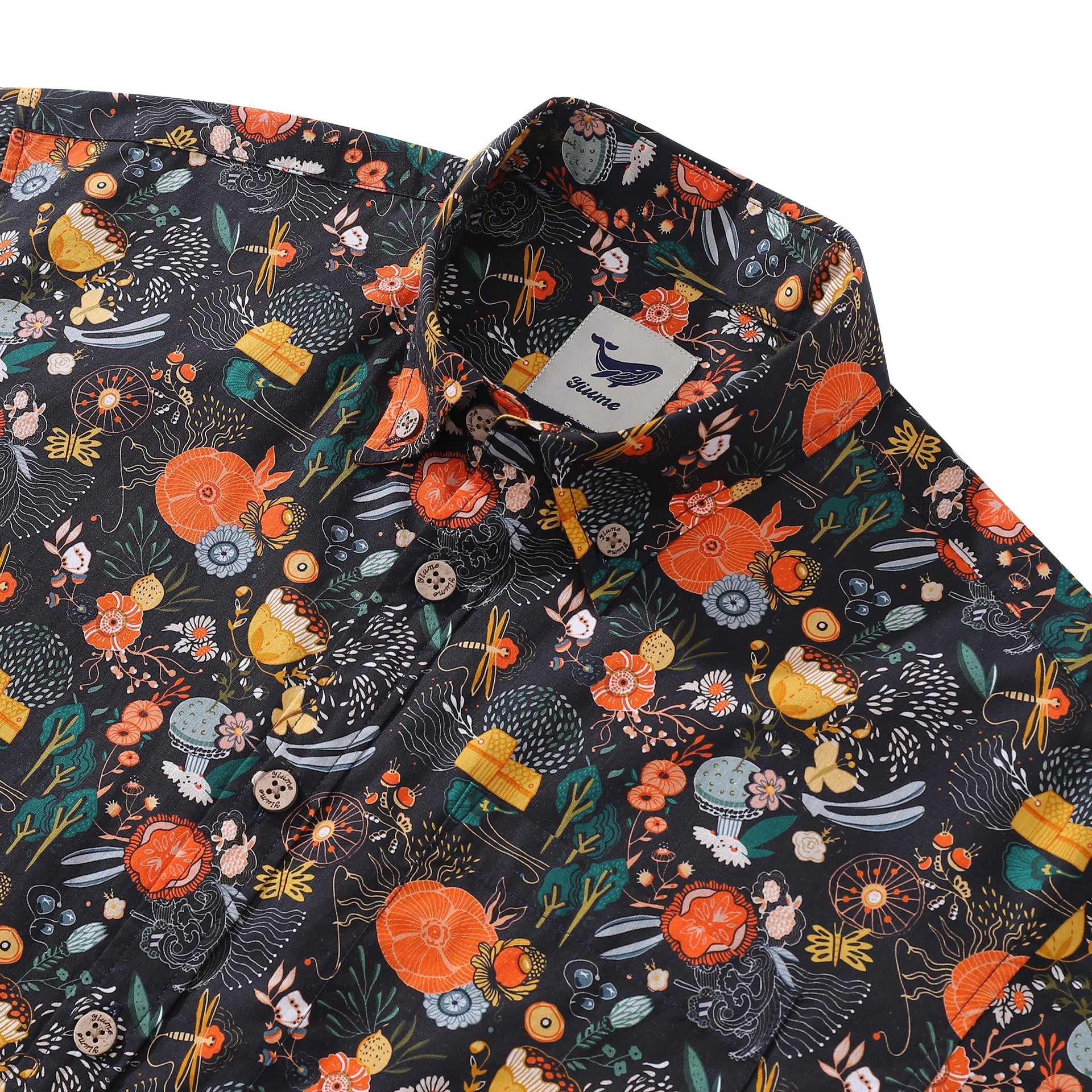 Men's Floral Hawaiian Shirt: Secret Garden Cotton Aloha Shirt