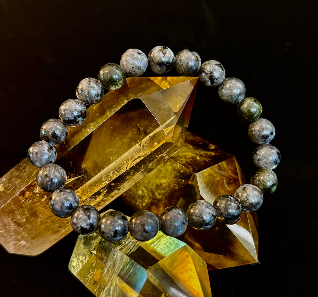 Larvikite 8mm Reiki-Infused Protection & Manifestation Bracelet (Medium-Large Wrists)