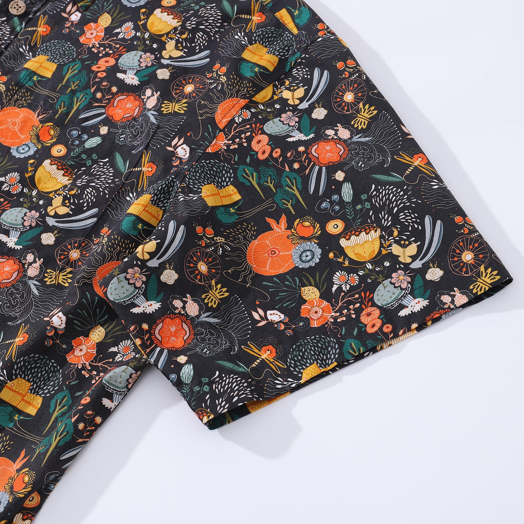 Men's Floral Hawaiian Shirt: Secret Garden Cotton Aloha Shirt