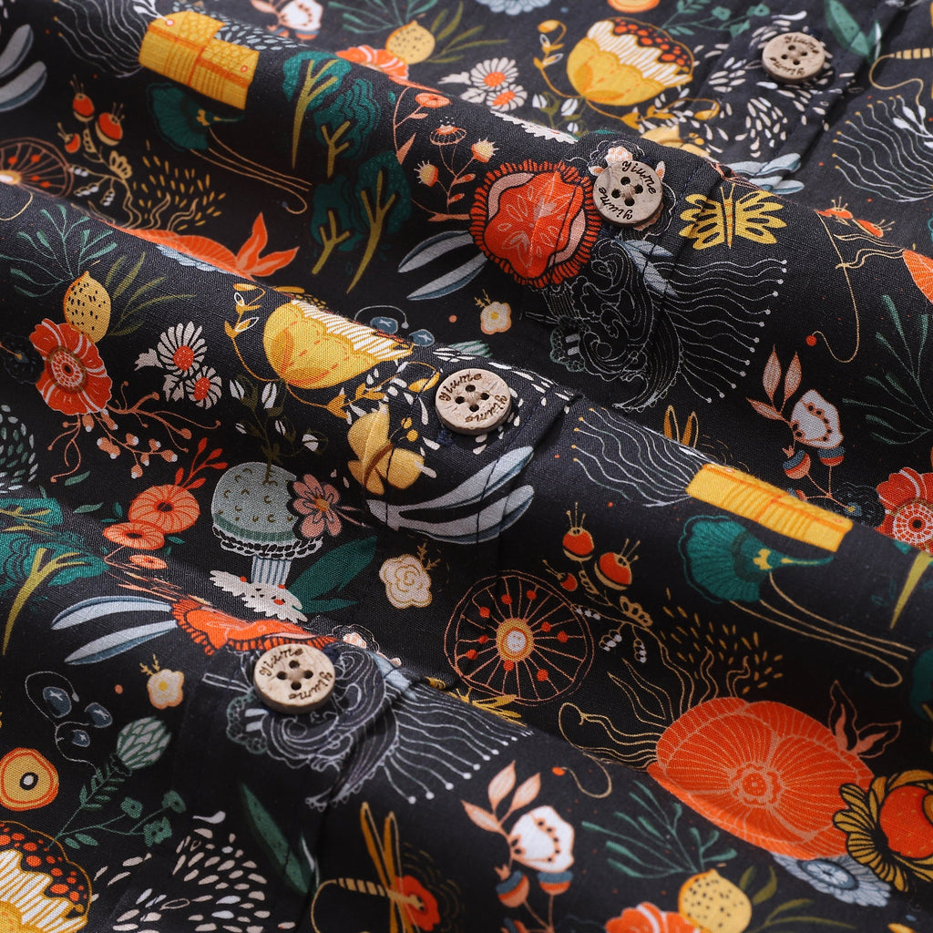 Men's Floral Hawaiian Shirt: Secret Garden Cotton Aloha Shirt