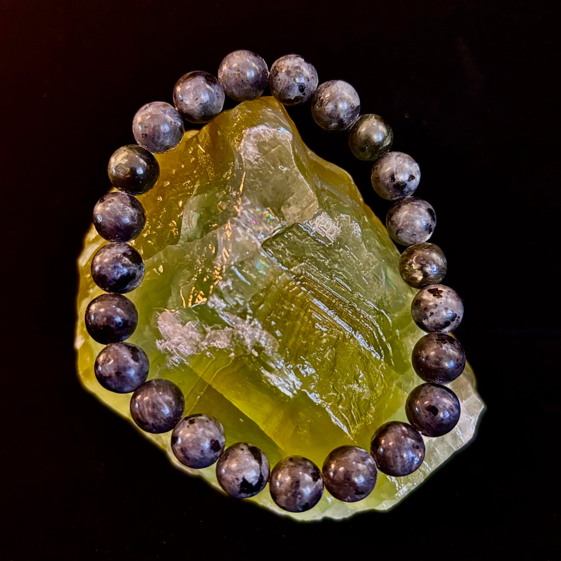 Larvikite 8mm Reiki-Infused Protection & Manifestation Bracelet (Medium-Large Wrists)