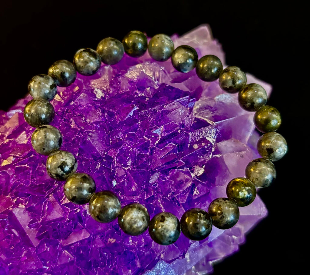 Larvikite 8mm Reiki-Infused Protection & Manifestation Bracelet (Medium-Large Wrists)