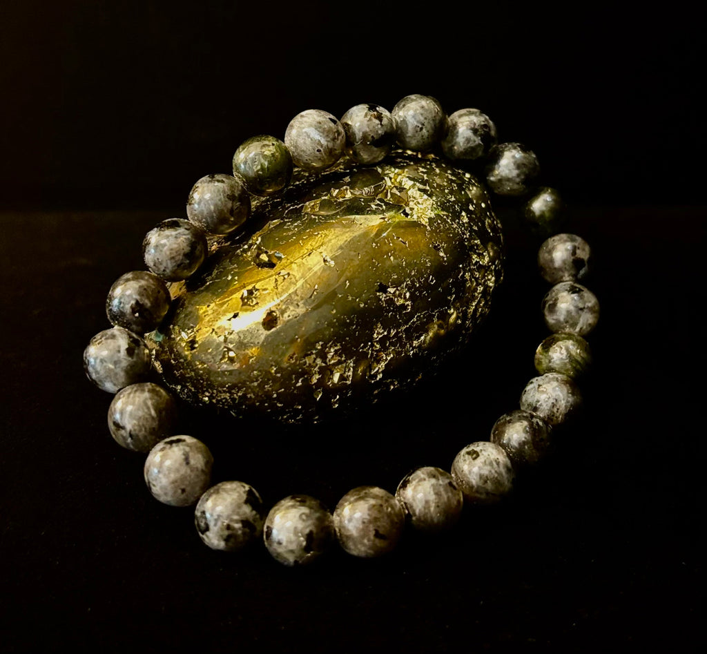 Larvikite 8mm Reiki-Infused Protection & Manifestation Bracelet (Medium-Large Wrists)