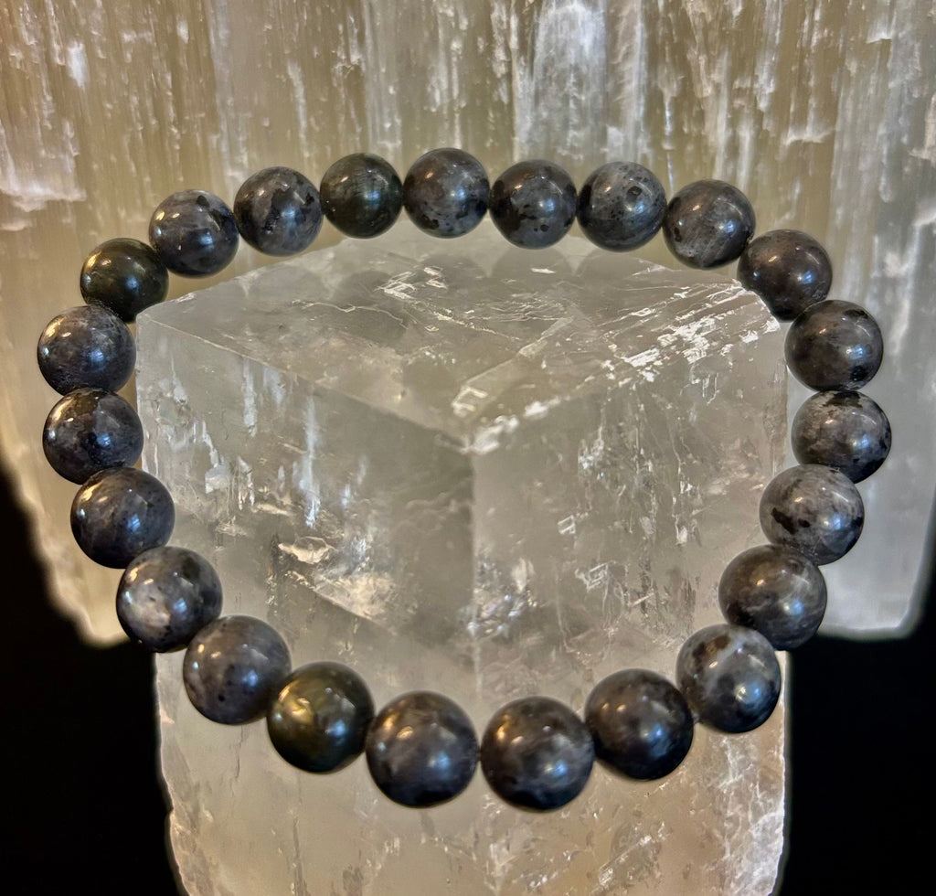 Larvikite 8mm Reiki-Infused Protection & Manifestation Bracelet (Medium-Large Wrists)