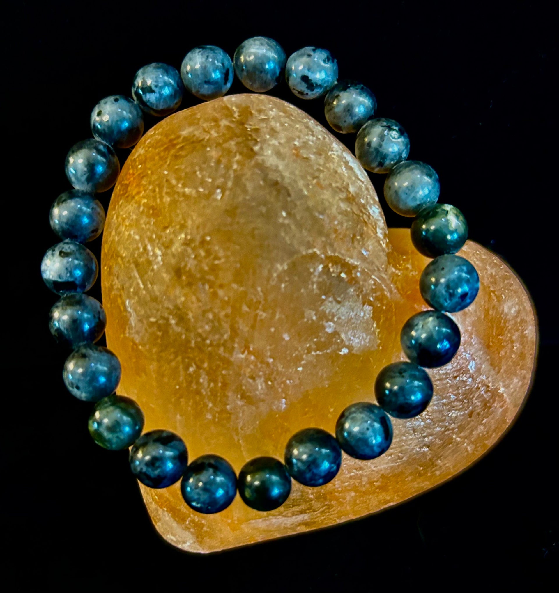 Larvikite 8mm Reiki-Infused Protection & Manifestation Bracelet (Medium-Large Wrists)