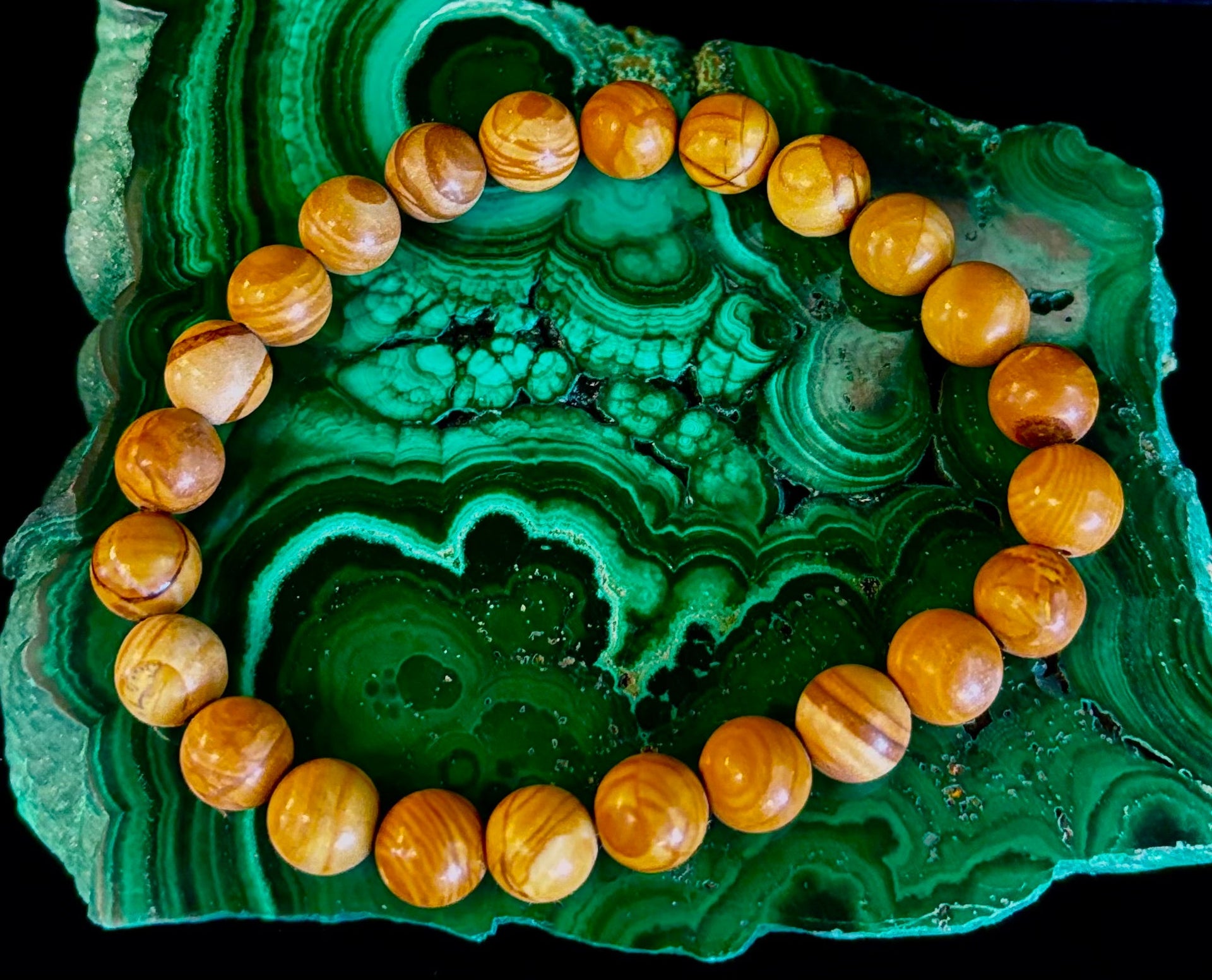 Wood Lace Agate Crystal Healing Bracelet for Grounding Energy