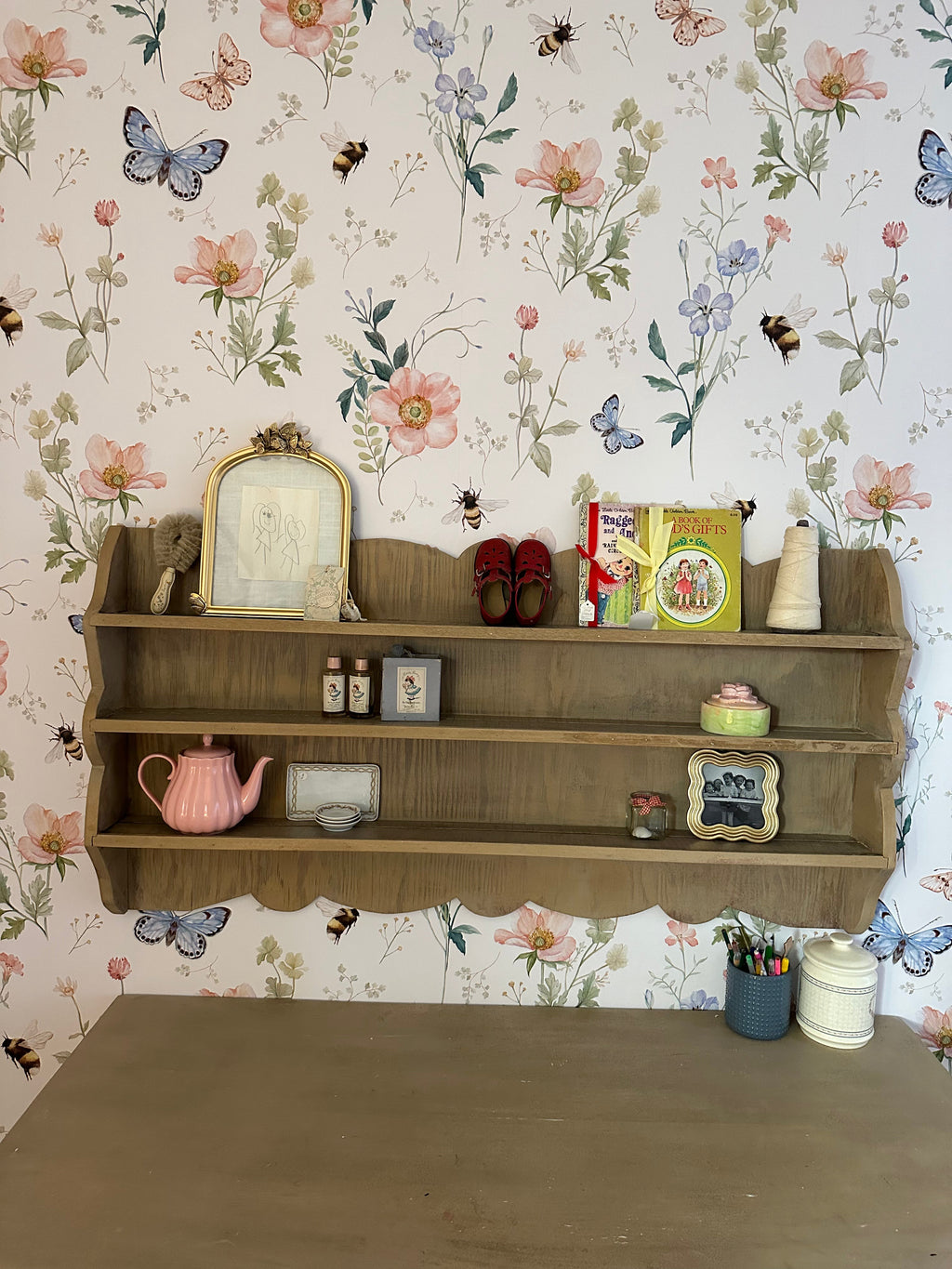 Cosette Floral Removable Wallpaper in Pink, Green, and Blue