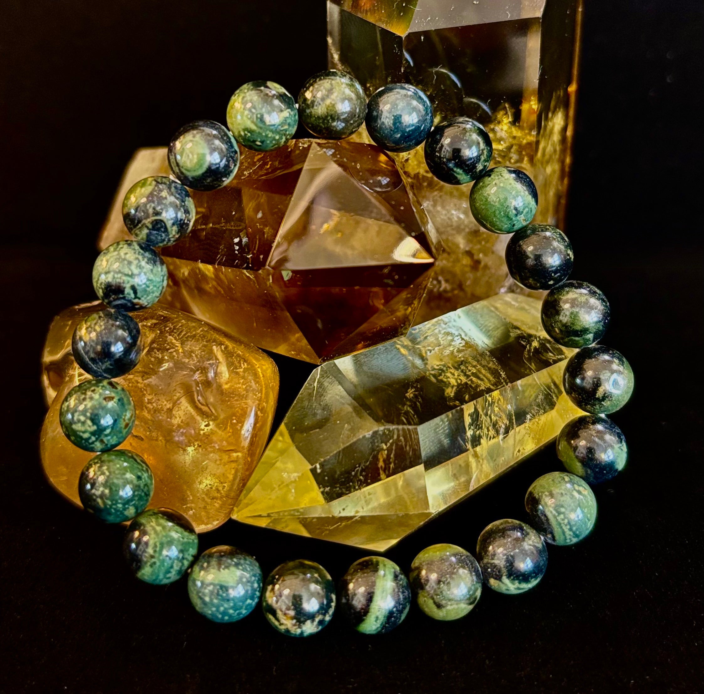 Kambaba Jasper 8mm Reiki-Infused Peace & Manifestation Bracelet (Medium-Large Wrists)