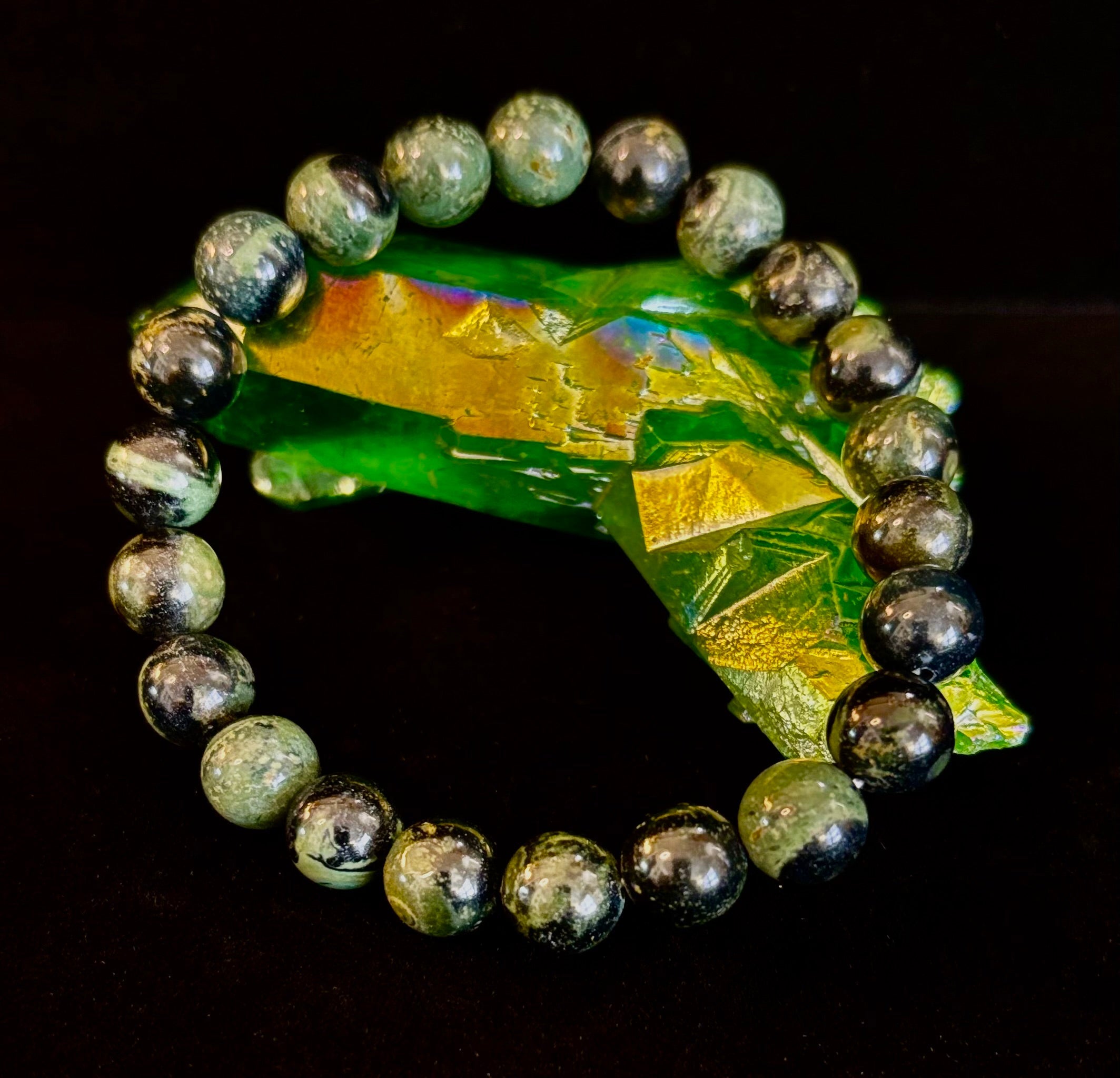 Kambaba Jasper 8mm Reiki-Infused Peace & Manifestation Bracelet (Medium-Large Wrists)