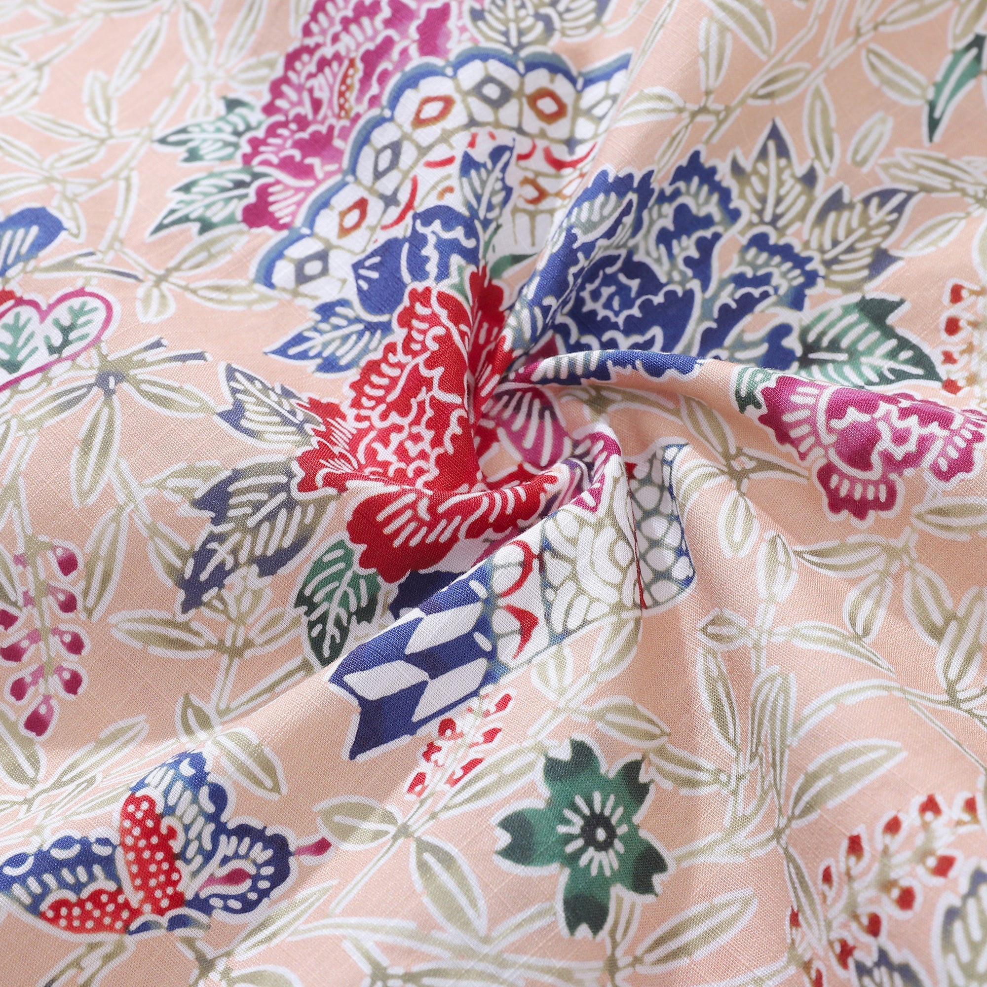 Men's Botanical Blossom and Butterfly Print Cotton Aloha Shirt