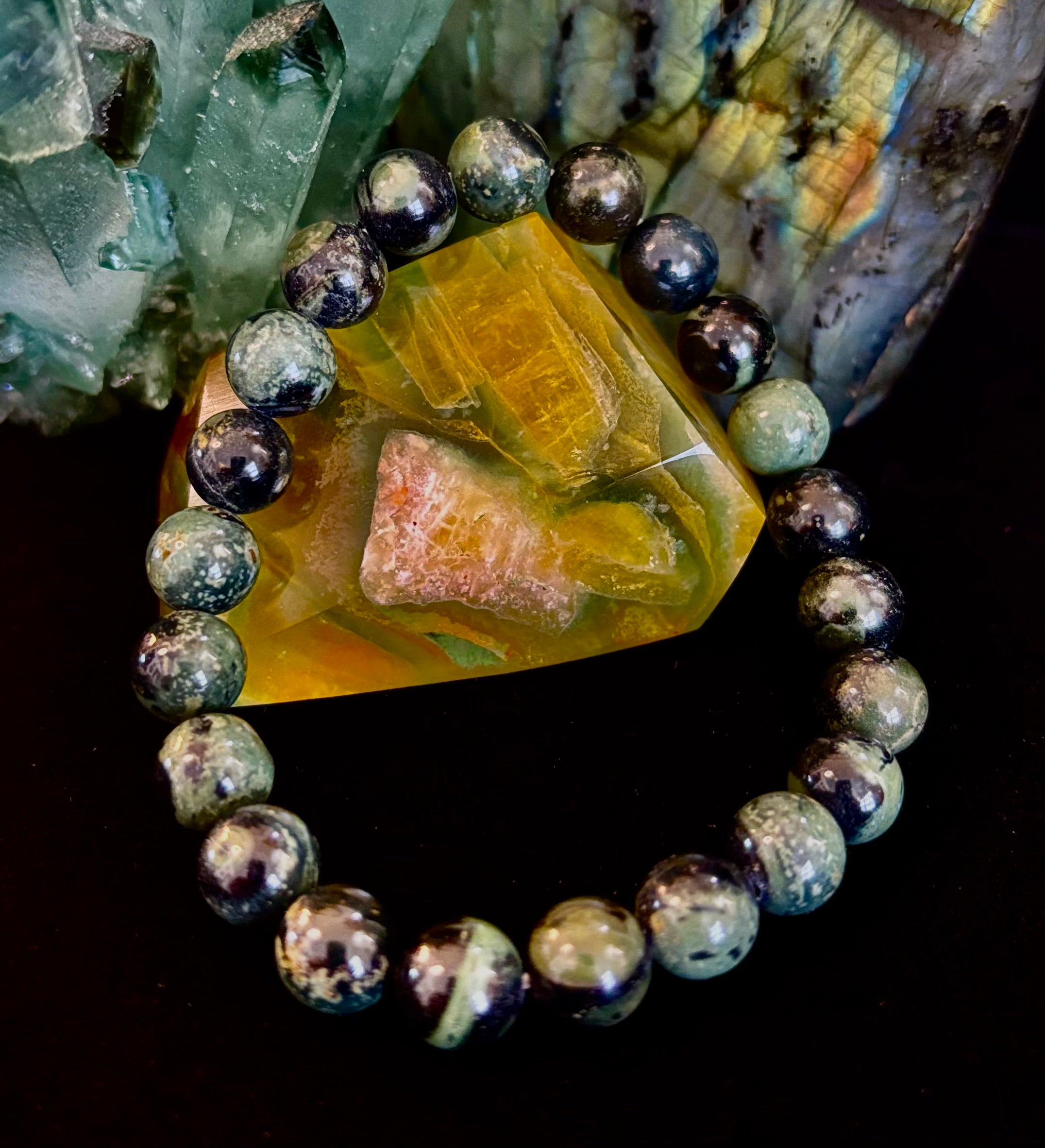 Kambaba Jasper 8mm Reiki-Infused Peace & Manifestation Bracelet (Medium-Large Wrists)