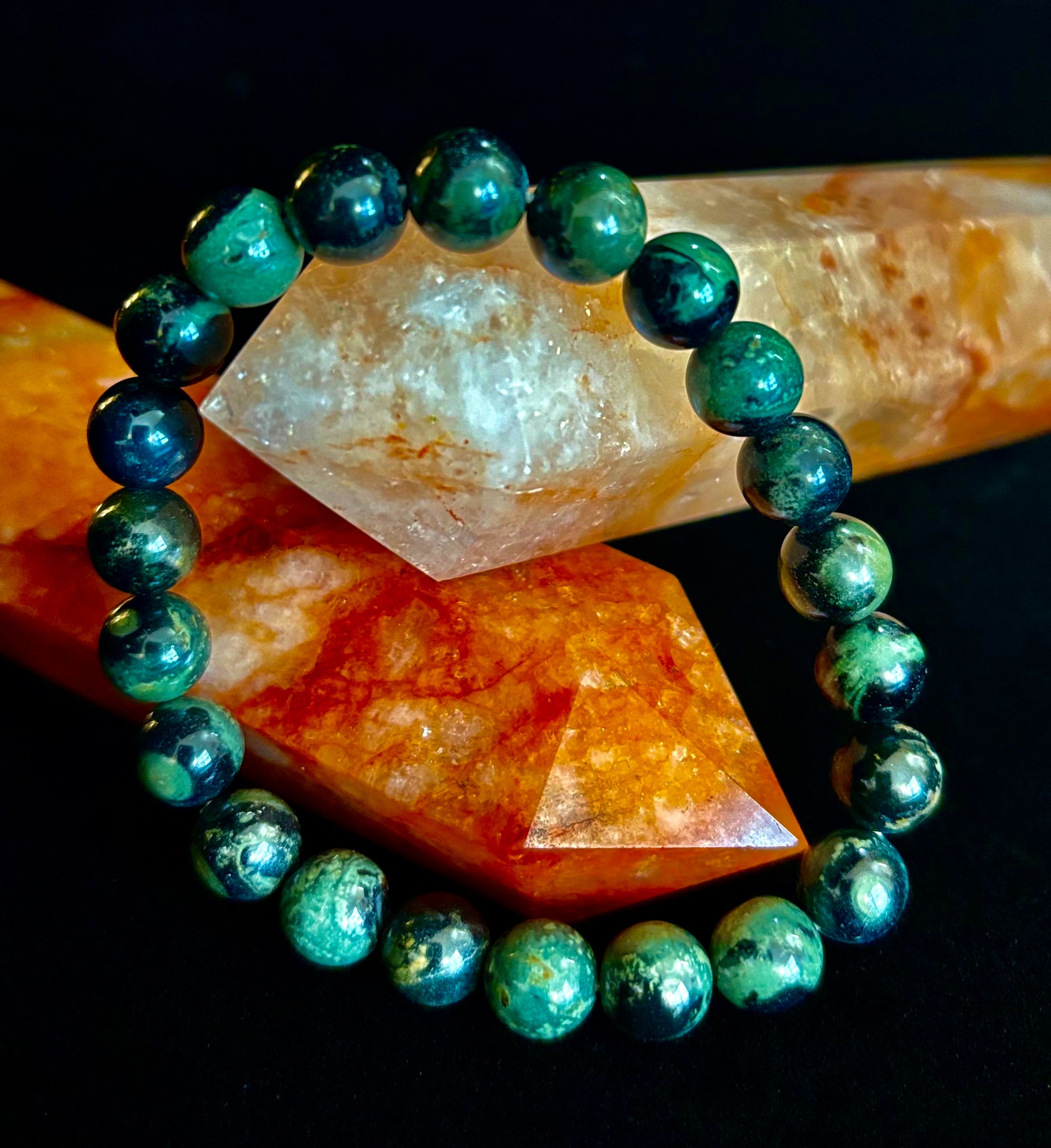 Kambaba Jasper 8mm Reiki-Infused Peace & Manifestation Bracelet (Medium-Large Wrists)