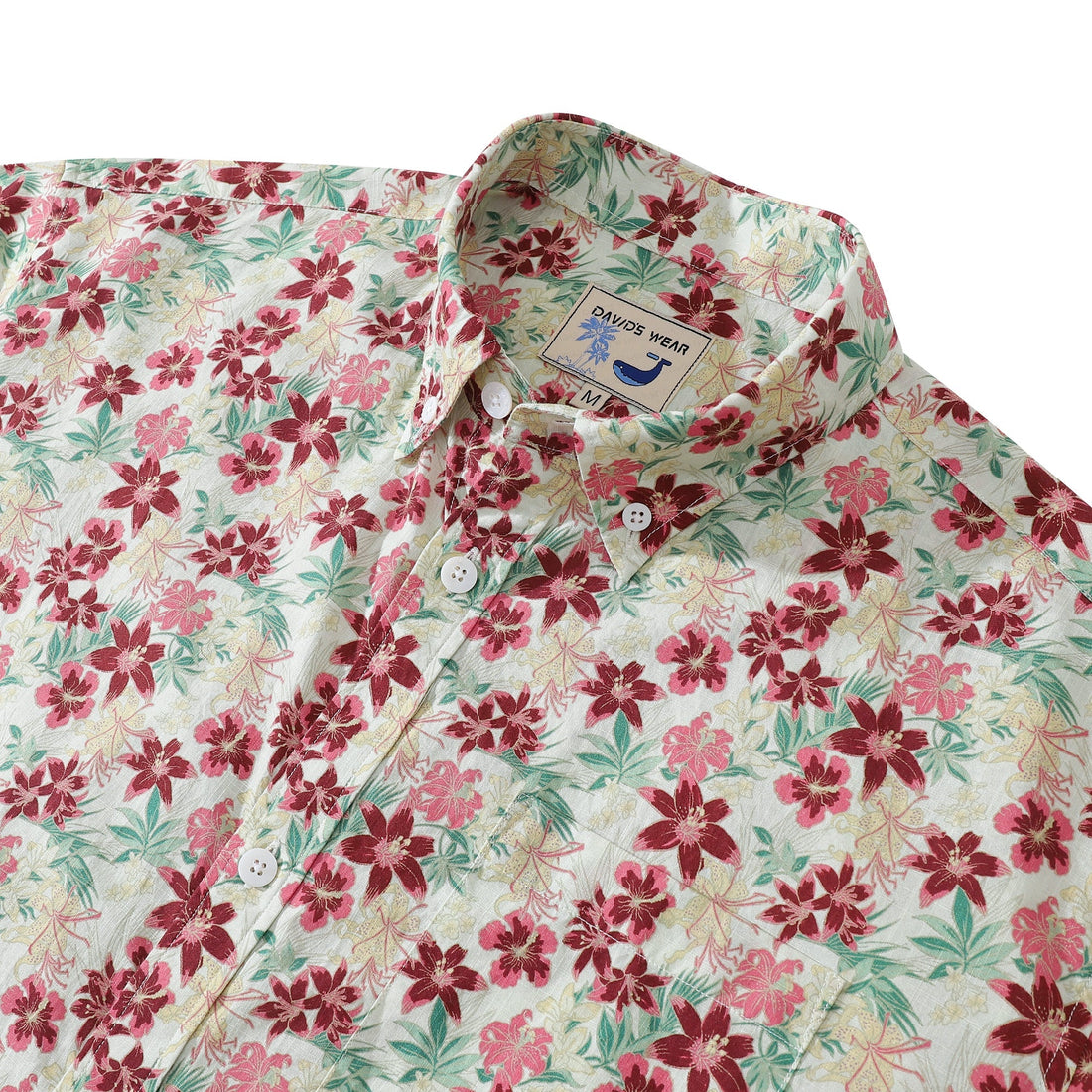 Men's Floral Hibiscus Vintage Print Hawaiian Aloha Shirt