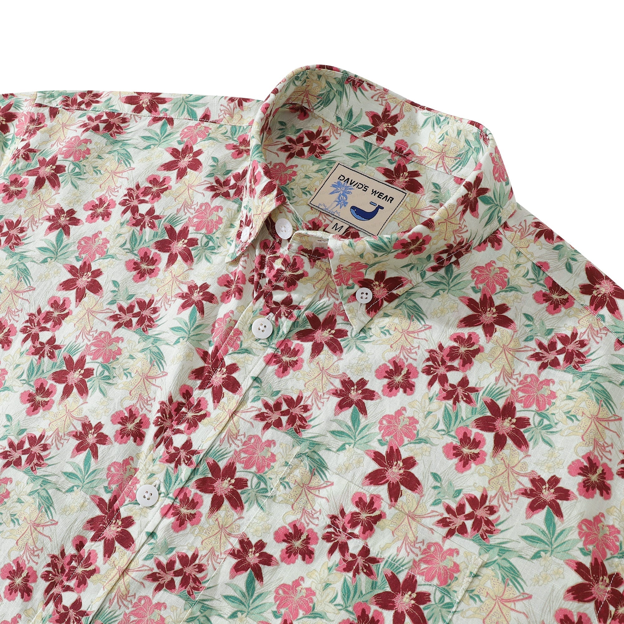 Men's Floral Hibiscus Vintage Print Hawaiian Aloha Shirt