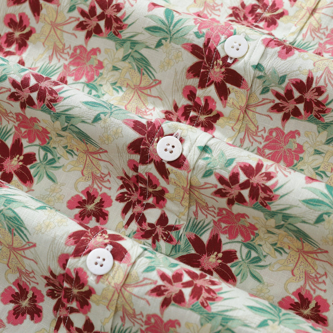 Men's Floral Hibiscus Vintage Print Hawaiian Aloha Shirt