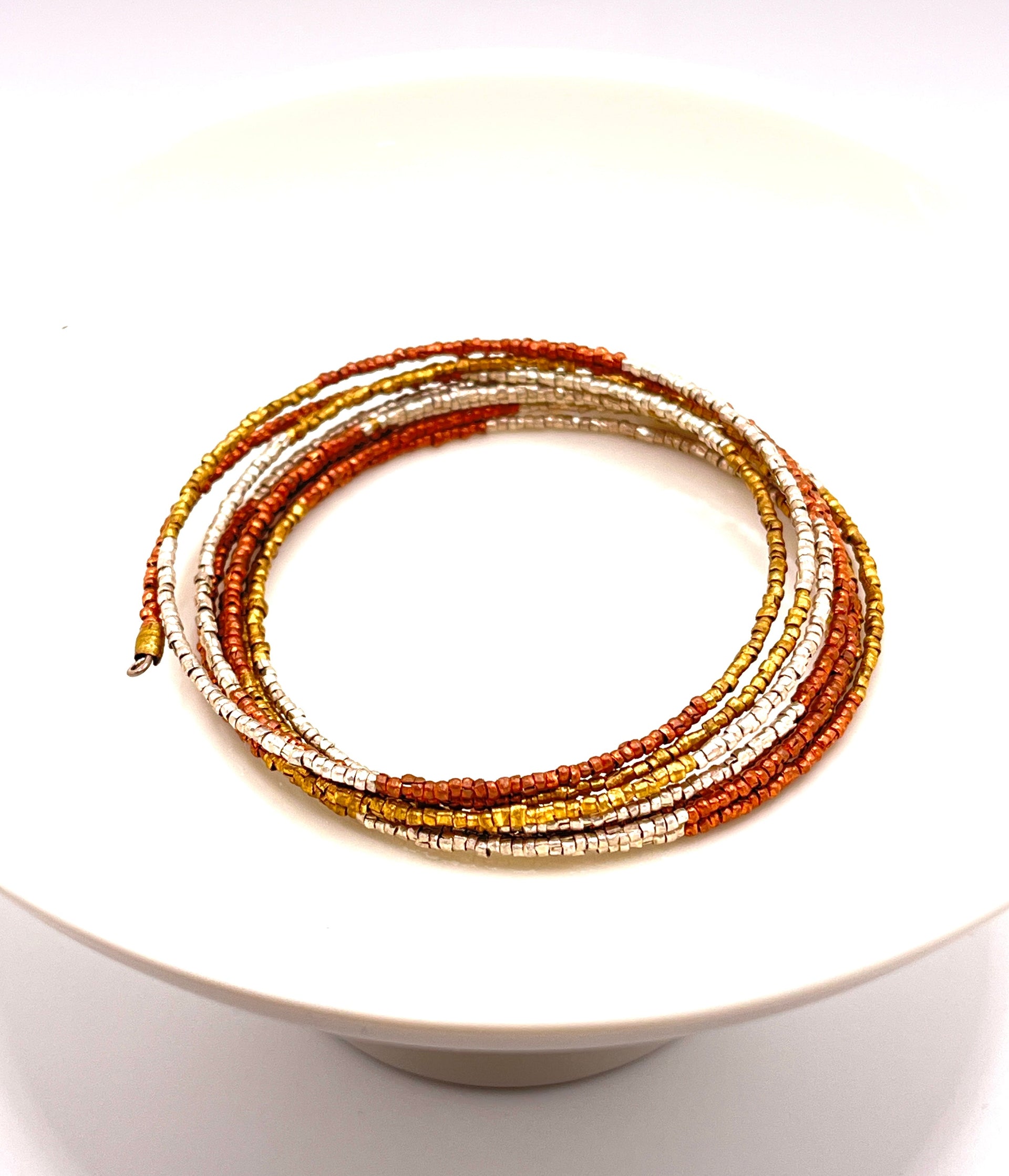 Reta Mixed Metal Wrap Bracelet - Gold, Silver & Bronze Bohemian