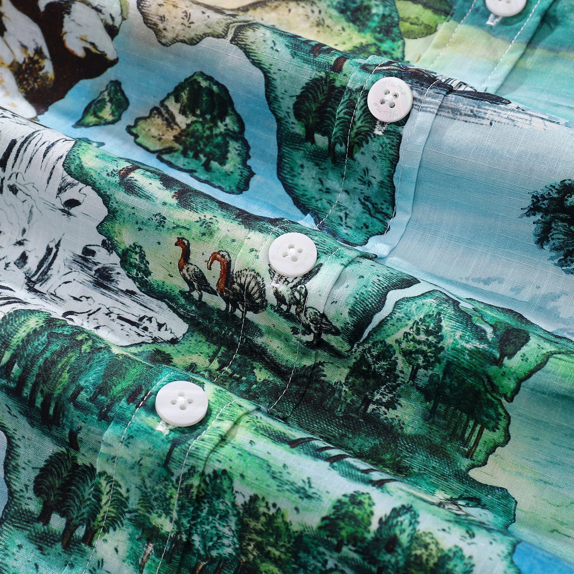 Men's Vintage Map Print Cotton Short Sleeve Aloha Shirt