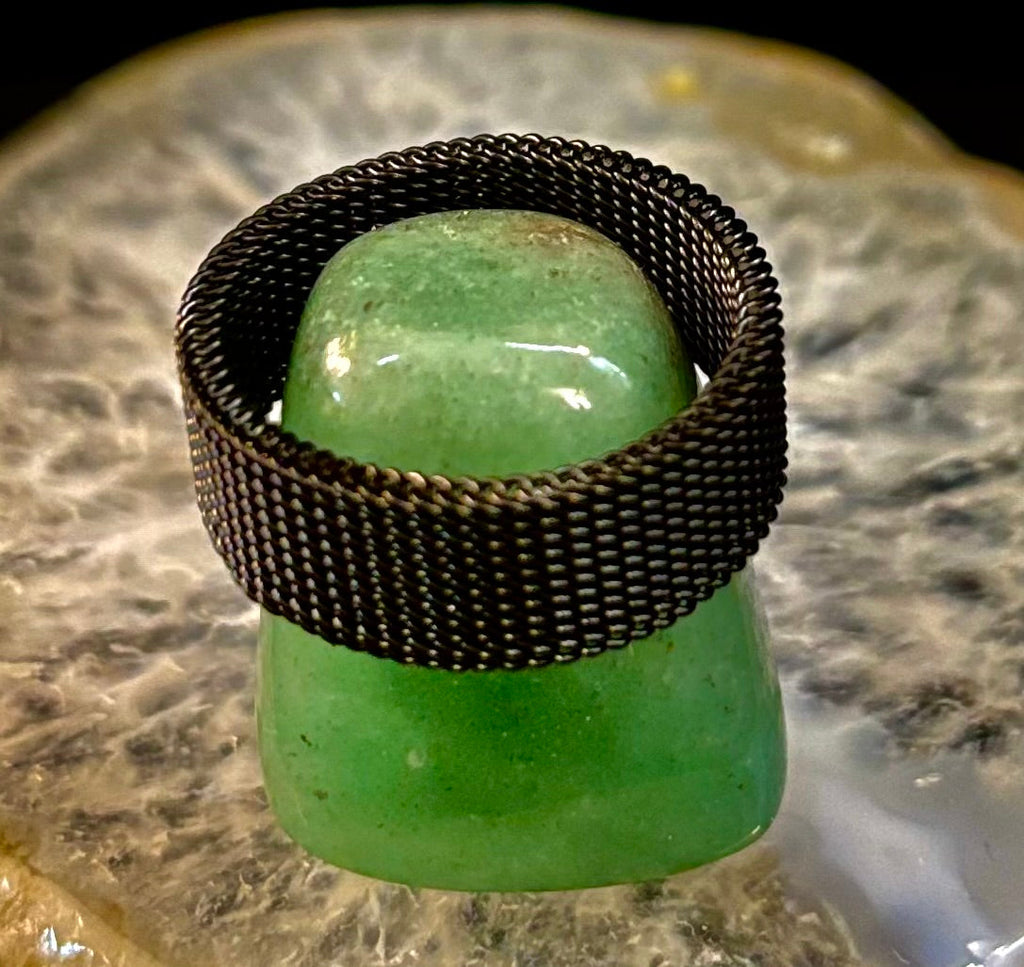 Unisex Stainless Steel Mesh Ring – Flexible, Modern Band in Black, Rose Gold & Silver Tones