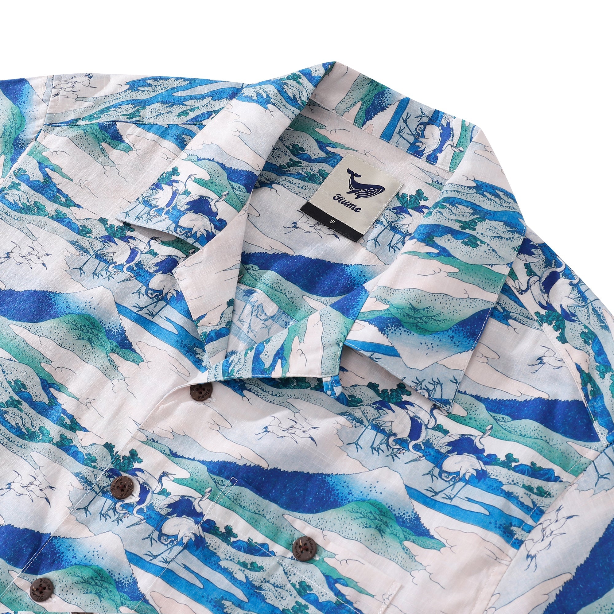 Umezawa Manor Print Men's 100% Cotton Camp Collar Aloha Shirt