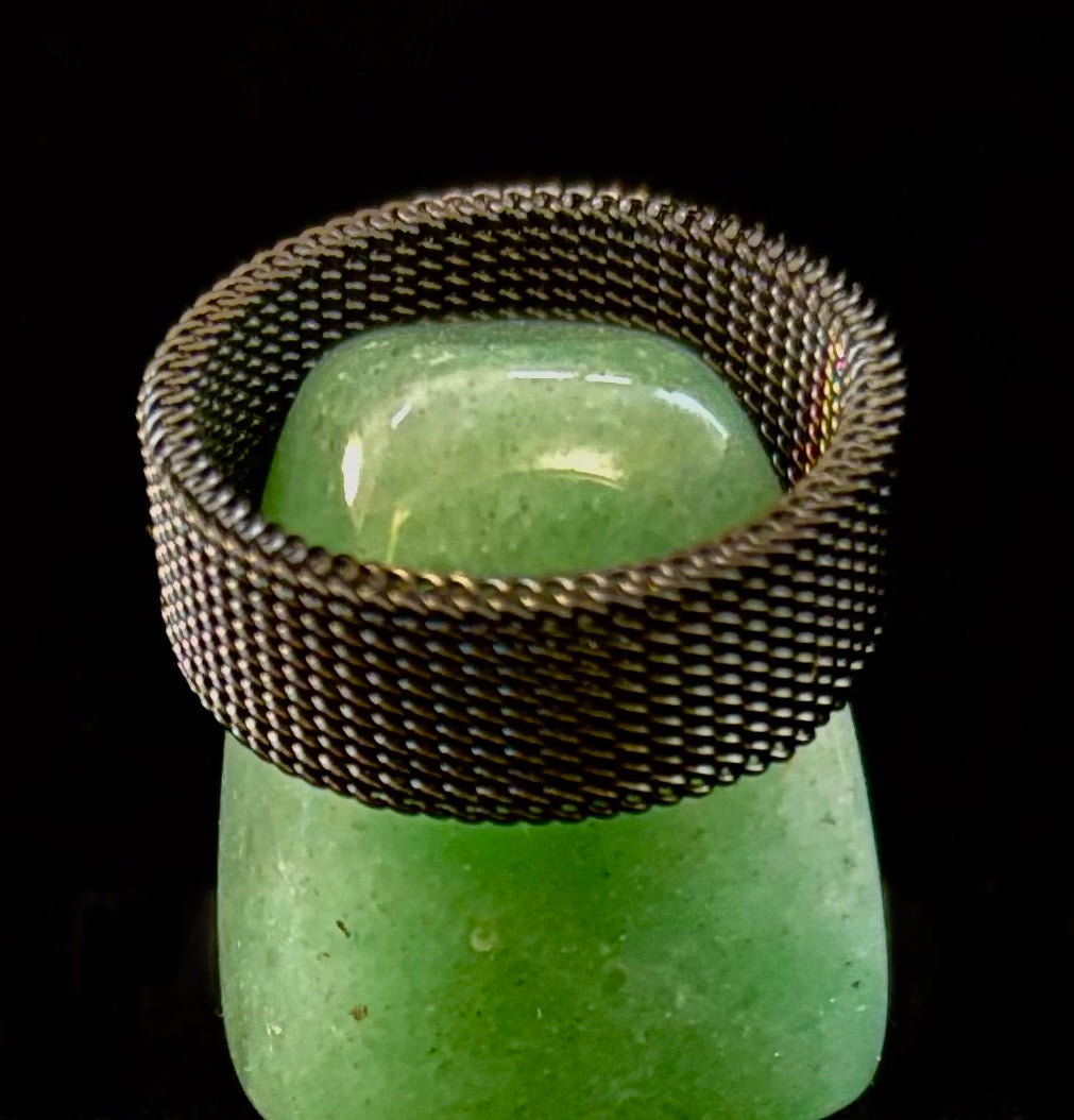 Unisex Stainless Steel Mesh Ring – Flexible, Modern Band in Black, Rose Gold & Silver Tones